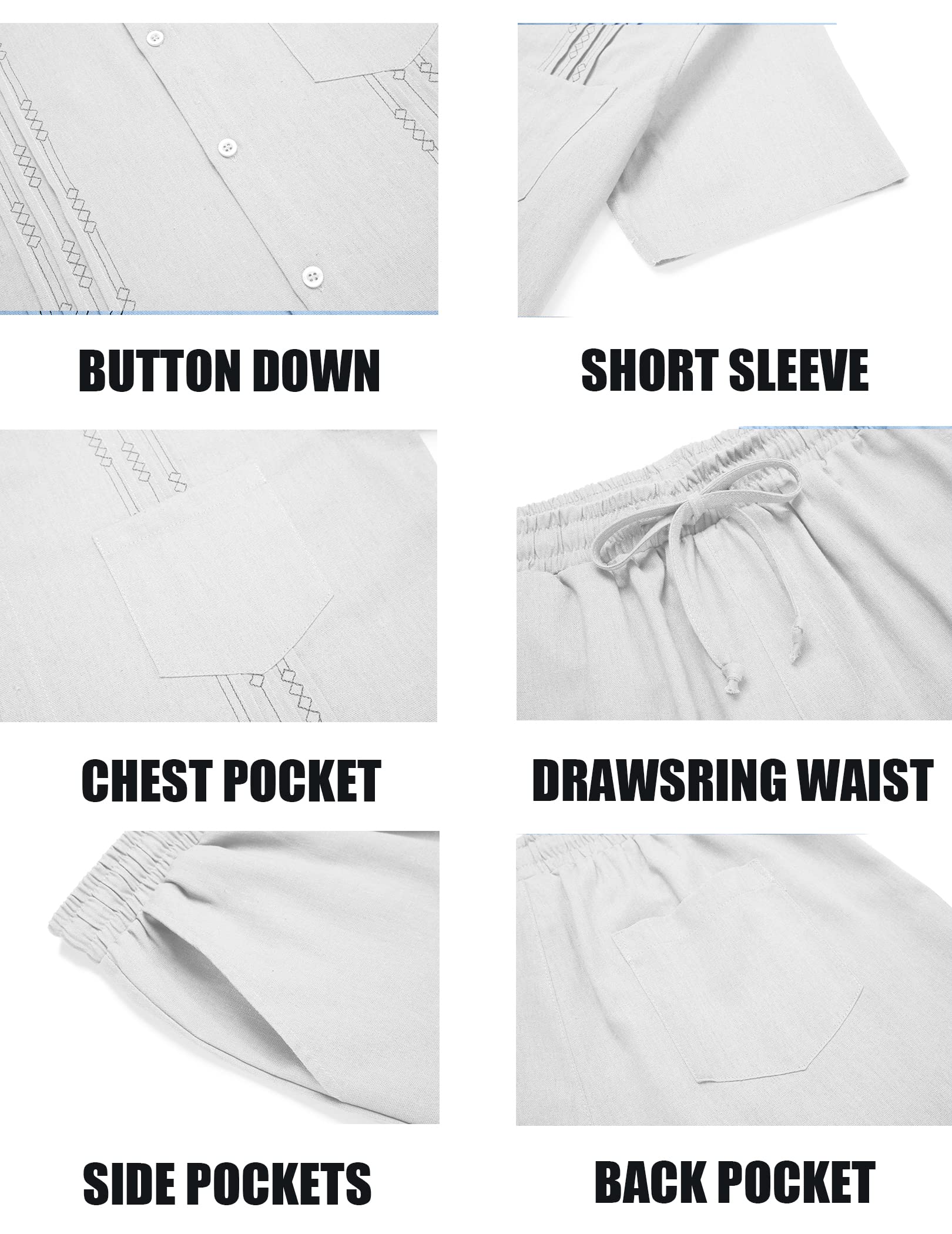 COOFANDY Men's 2-Piece Beach Short Set - Stylish Guayabera & Shorts for Vacation, Resort Wear | Perfect for Summer Outfits, Pool Parties & Tropical Getaways