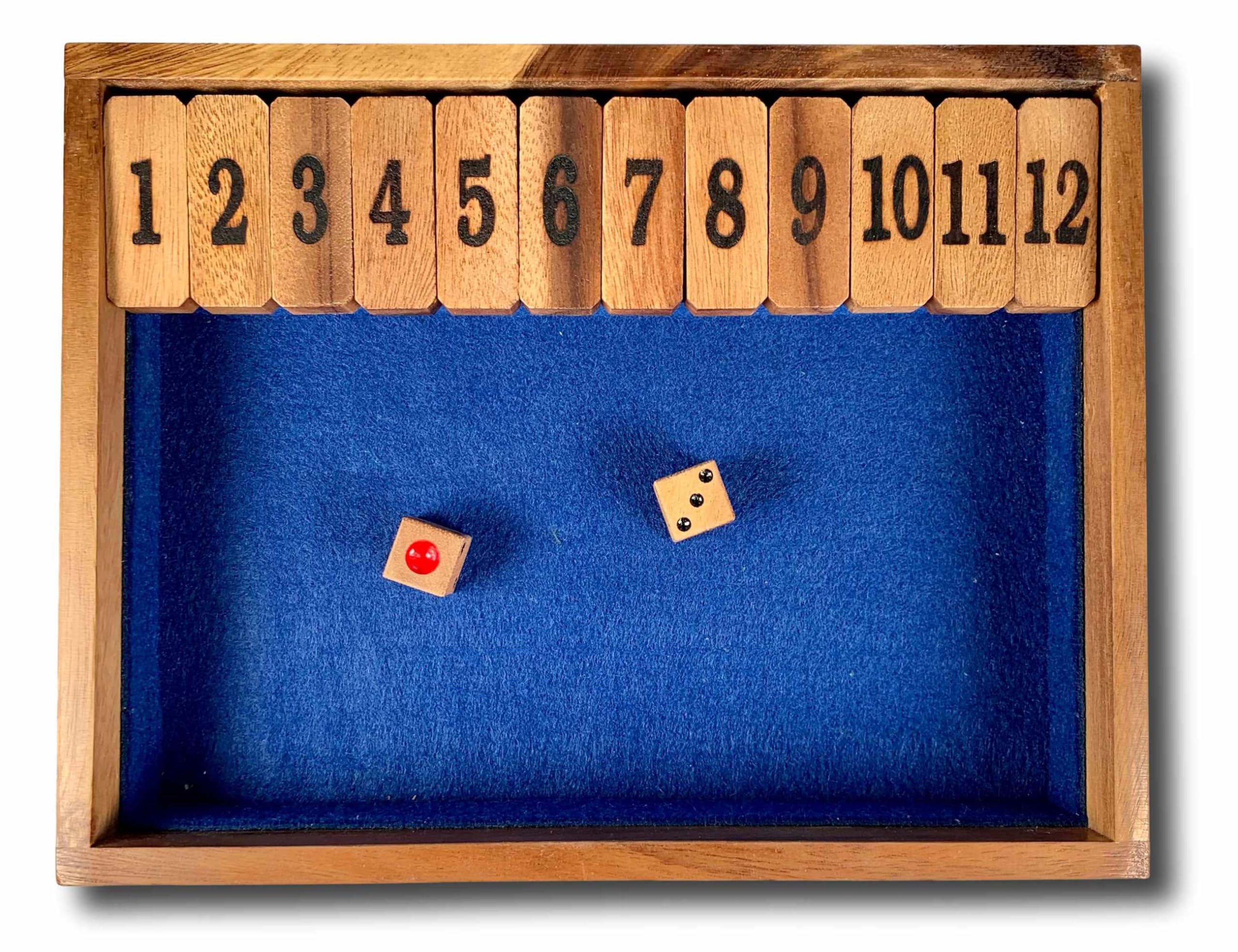 Shut The Box Game 1-12 Premium Wooden Puzzle - Classic Family Board Game for Kids & Adults - Perfect for Parties, Travel, and Educational Fun