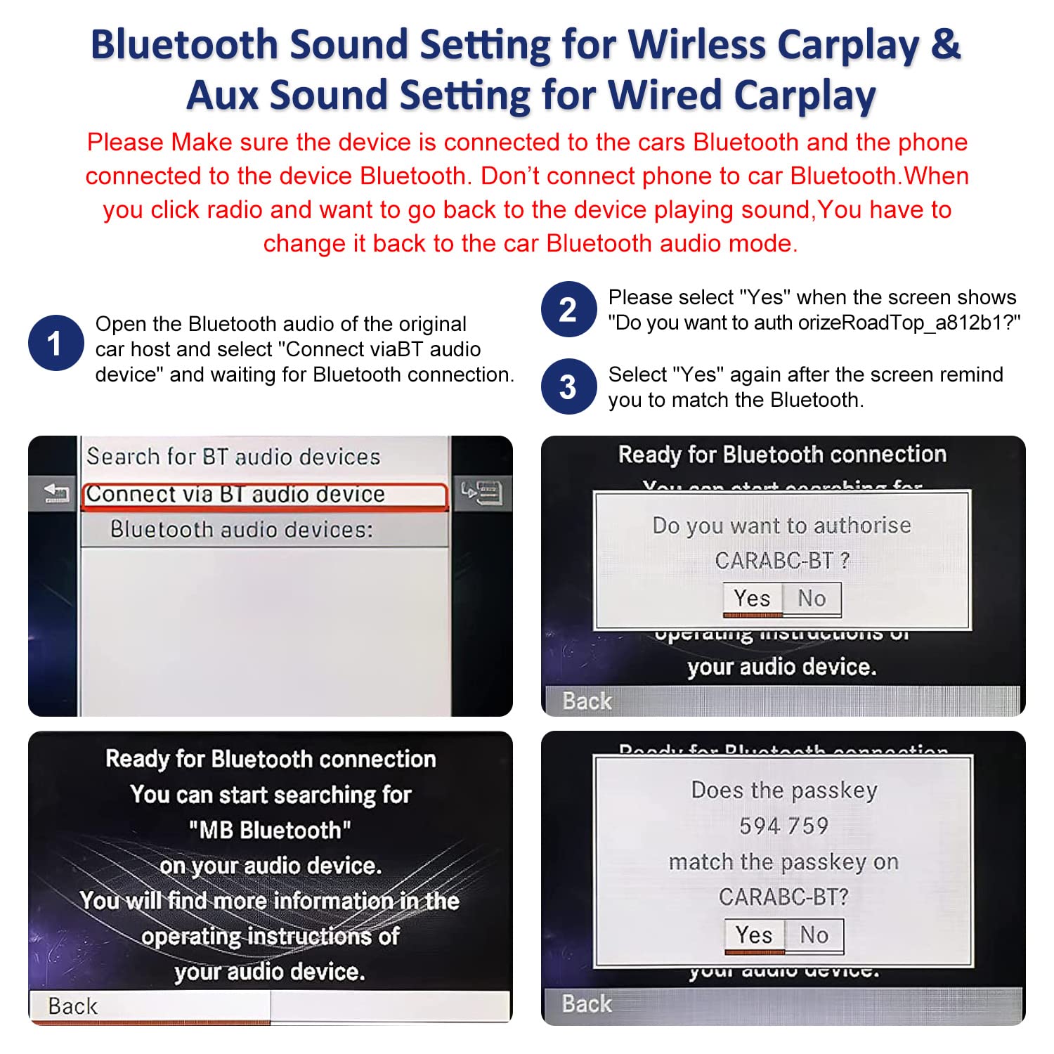 Road Top Wireless CarPlay & Android Auto Adapter for Mercedes Benz A/B/C/E/CLA/GLA/GLK/ML/SLD 2012-2015 with NTG4.5 System - Bluetooth, Navigation, Mirror Link, Siri Support - Perfect for Hands-Free Driving & Seamless Smartphone Integration