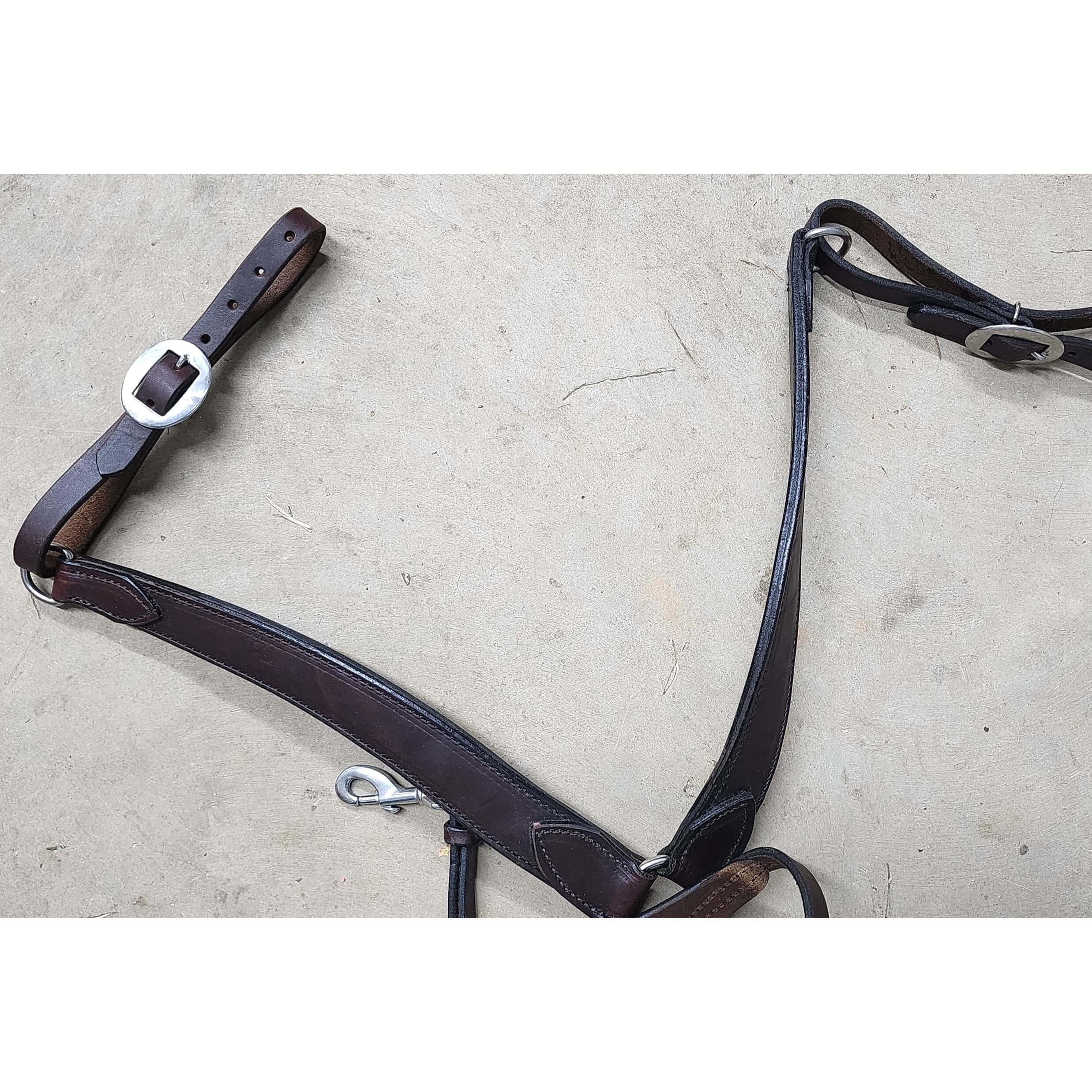 Premium Dark Oil Western Contoured English Bridle Leather Breast Collar for Horses - Durable Equestrian Tack for Trail Riding & Ranch Work