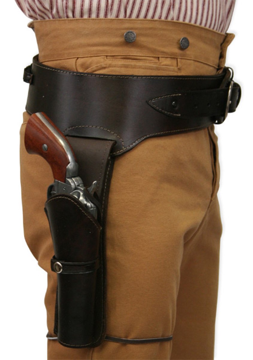 Authentic Men's Right Hand Plain Leather Western Gun Belt & Holster for .22 Cal - Cowboy Style Accessory for Reenactments, Hunting & Outdoor Adventures