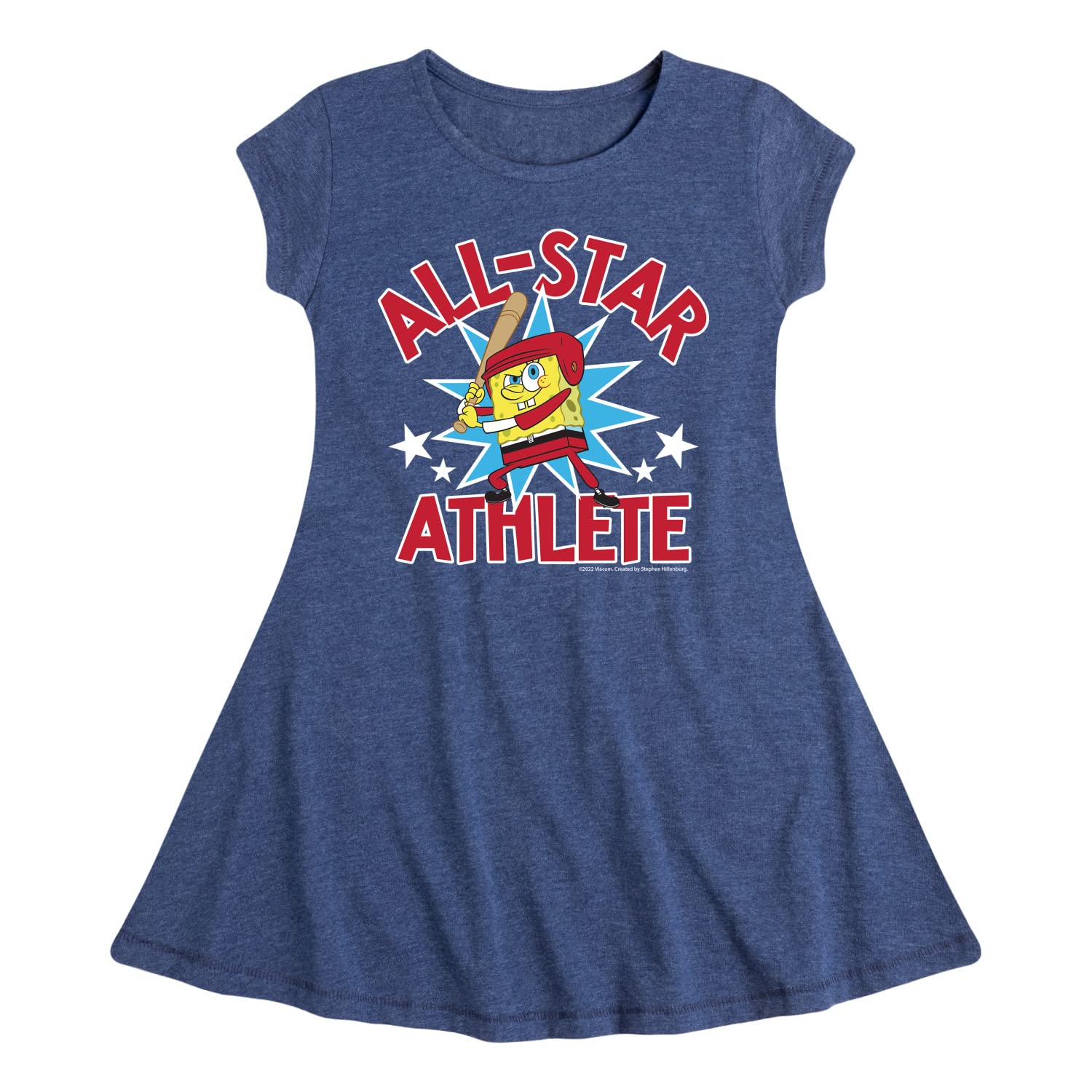 Spongebob Squarepants Fit and Flare Dress for Toddler & Youth Girls | American All Star Cartoon Character Outfit | Birthday Party, Cosplay, Halloween Costume