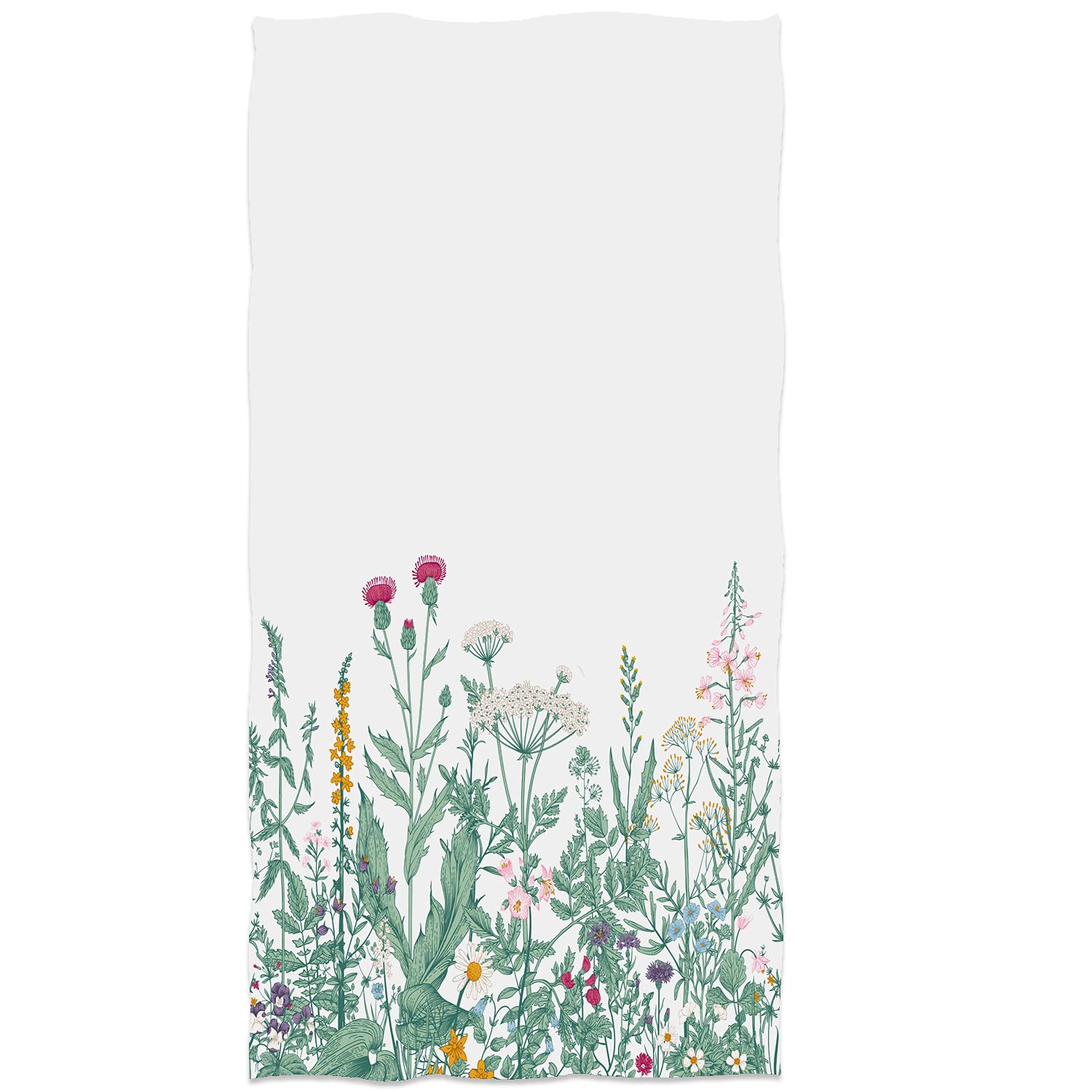 Colorful Herbs & Wild Flowers Hand Towels - Botanical Illustration Engraving Style Bath Towels | Soft, Absorbent Kitchen & Dish Towels for Bathroom, Hotel, Gym, Spa | Perfect for Home Decor, Guest Towels & Sweat Towels (13.6 x 29 Inches)