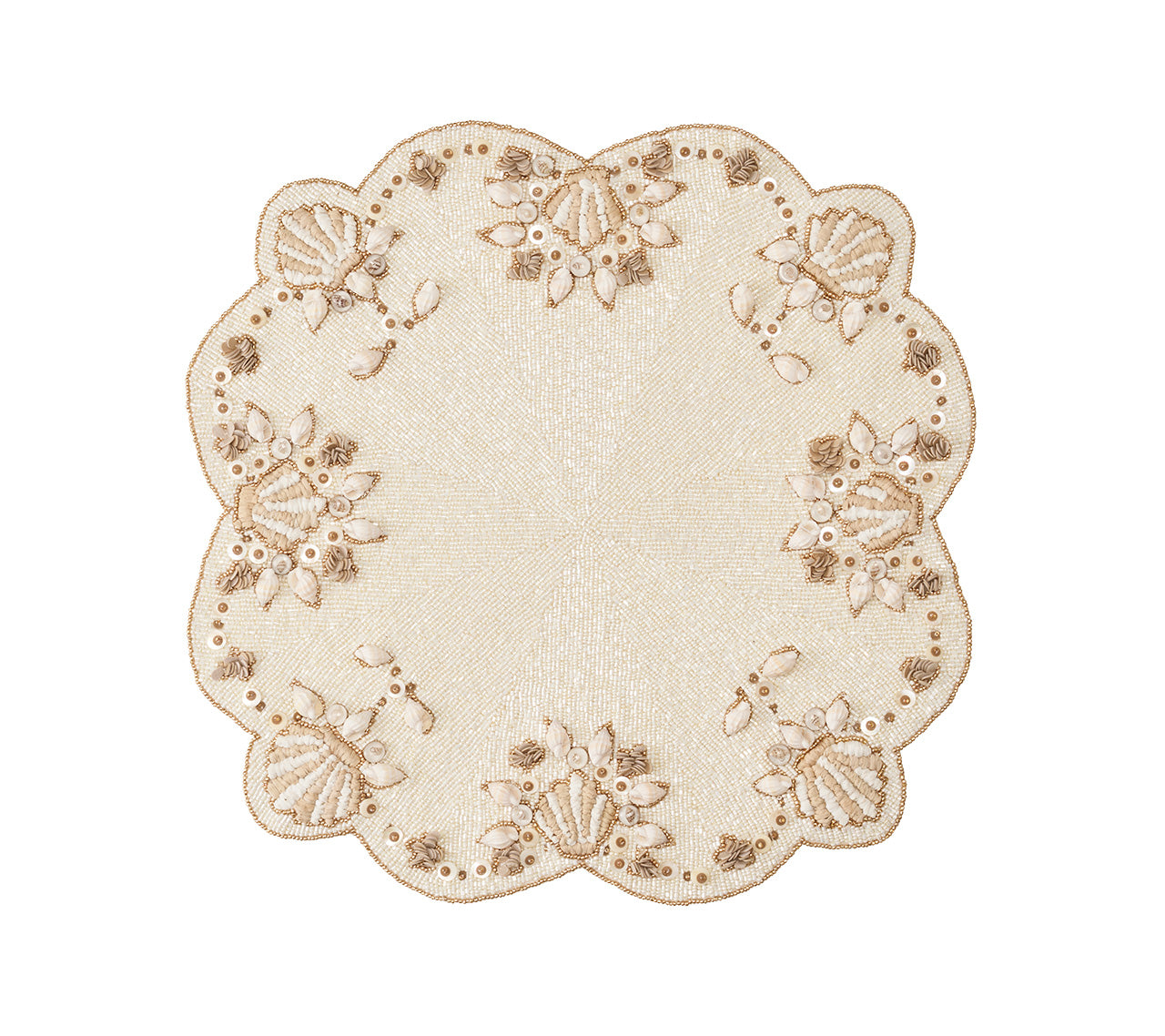 Natural & Ivory Gold Beachcomber Placemats Set of 2 - Elegant Table Decor for Dining Room, Kitchen, or Outdoor Entertaining