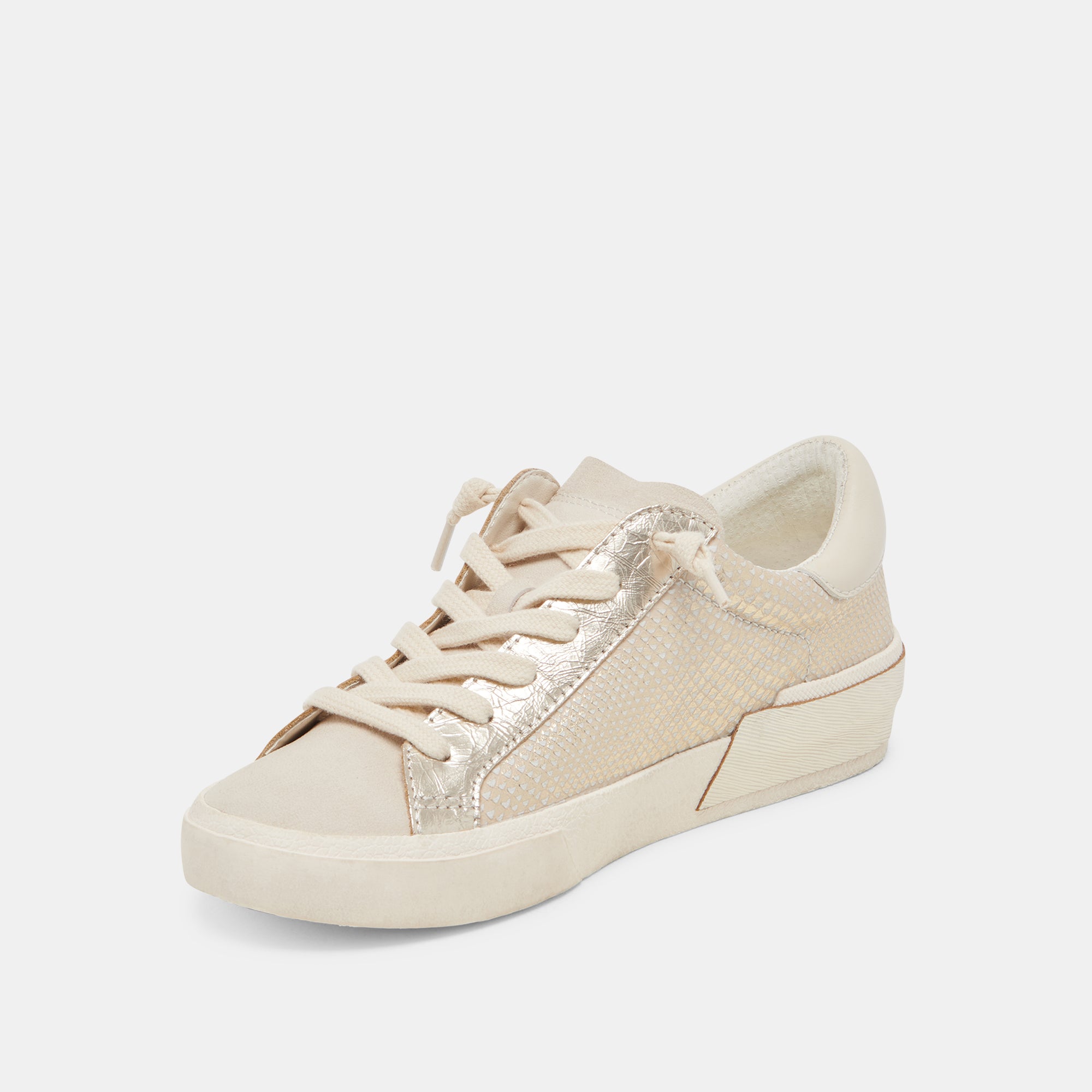 ZINA Women's Sneakers - Champagne Embossed Leather Casual Shoes for Walking, Running & Everyday Wear | Comfortable & Stylish Fashion Sneakers for Women