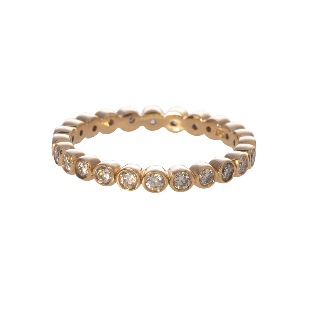 0.54ctw Diamond Bezel Set 14K Yellow Gold Eternity Wedding Band Ring for Women - Perfect for Anniversaries, Engagements & Special Occasions
