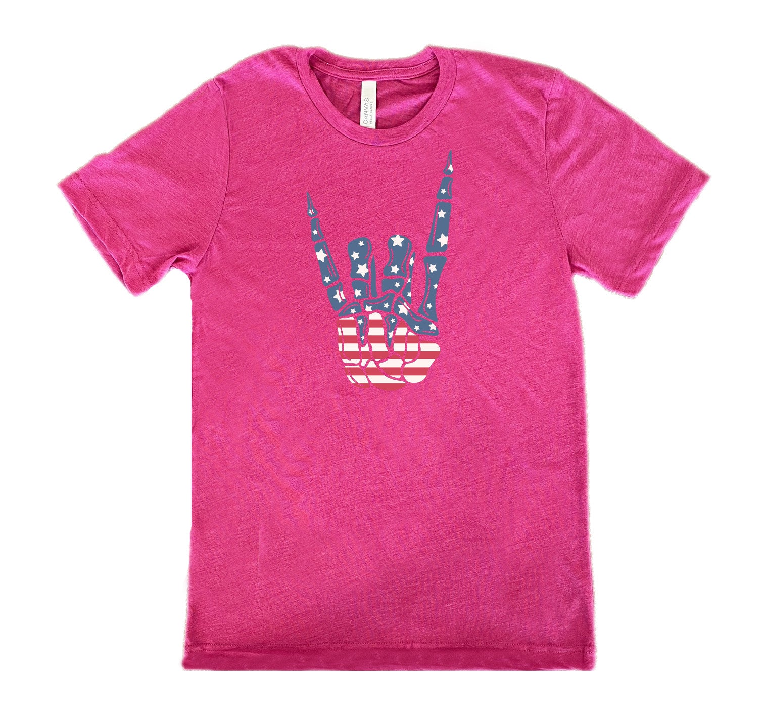 Patriotic American Flag Skeleton Hand T-Shirt - Unisex Graphic Tee for Men & Women - Perfect for Halloween, Independence Day & Patriotic Events