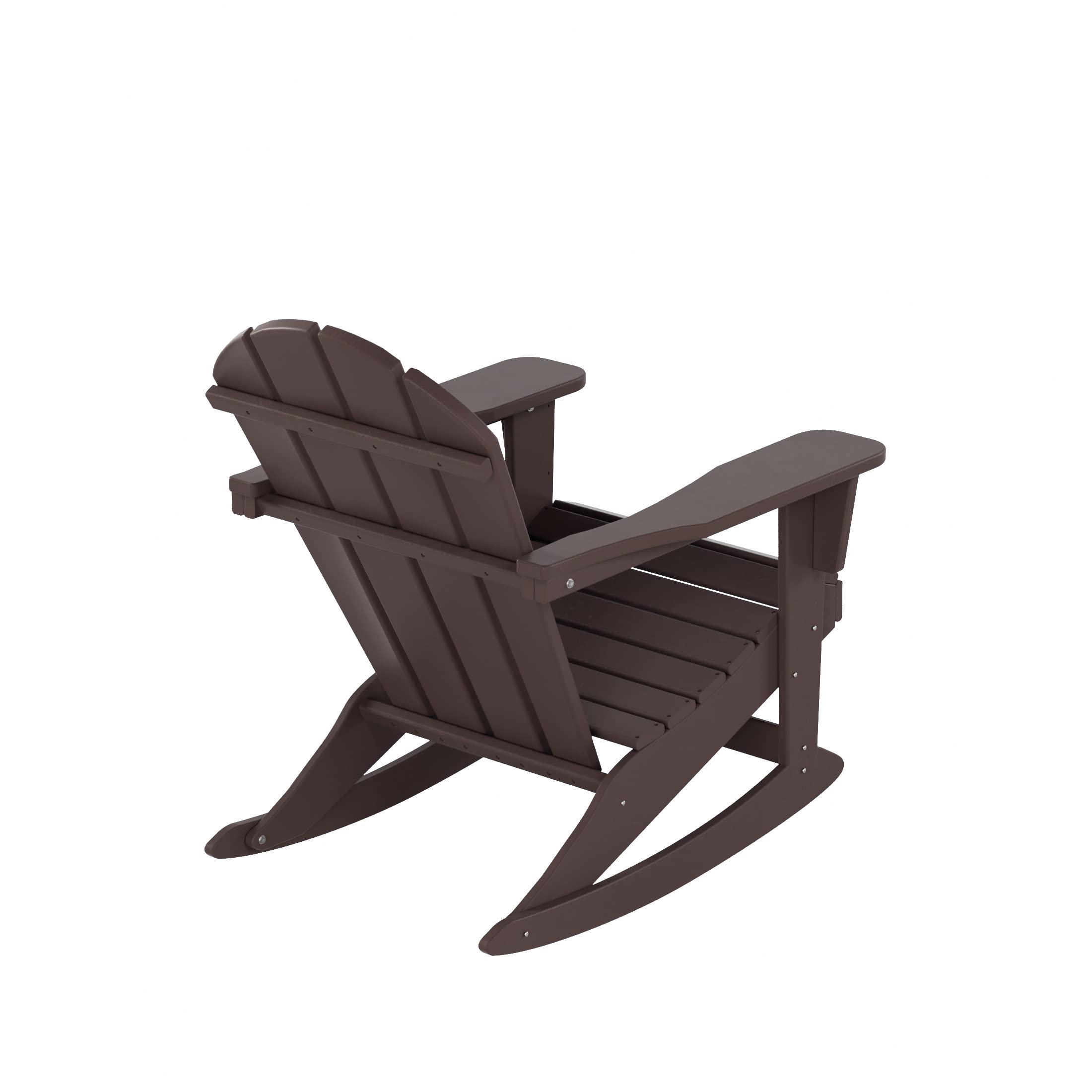 WestinTrends Malibu 3-Piece Outdoor Rocking Chair Set - All-Weather Poly Lumber Patio Furniture, 2 Adirondack Rockers with Side Table in Dark Brown - Perfect for Porch, Garden & Backyard Relaxation