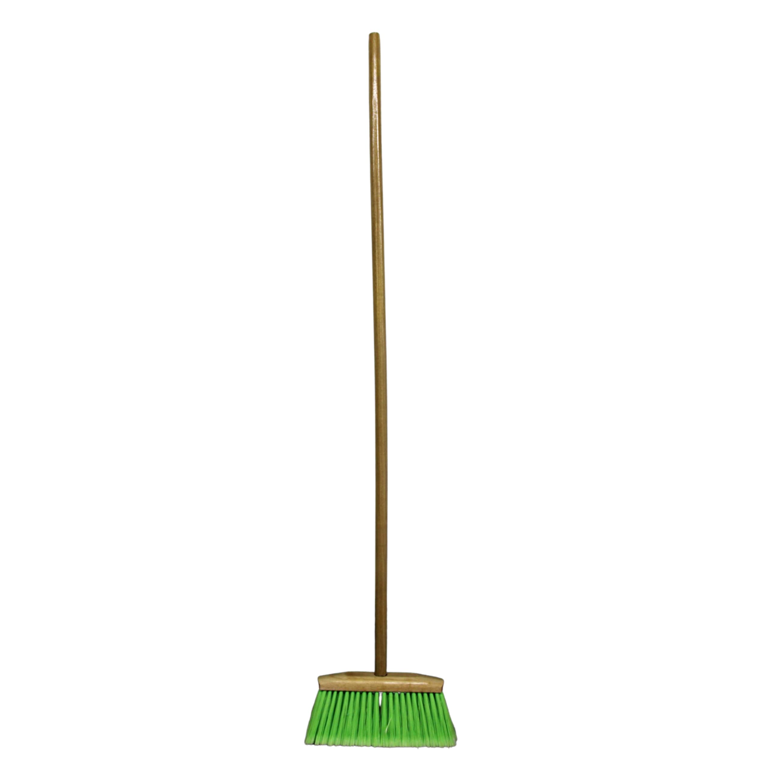 Heavy Duty Wooden Broom with Soft Bristles - Indoor/Outdoor Sweeper for Home, Kitchen, Office, Patio & Deck - Replaceable Broom Head with Handle - Perfect for Hardwood Floors, Tile & Outdoor Cleaning
