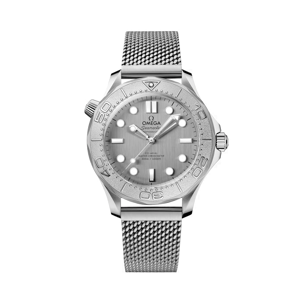 Seamaster Diver 300M Co-Axial Master Chronometer Men's Watch - 42mm Titanium Bezel, Grey Dial with Stainless Steel Bracelet - Perfect for Diving, Swimming & Luxury Everyday Wear