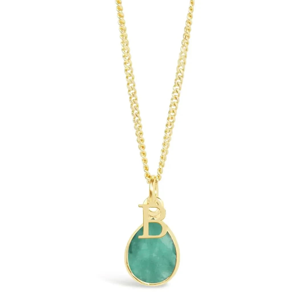 14K Gold Chrysoprase Charm Necklace - May Birthstone Jewelry for Women, Elegant Pendant Gift for Mother's Day & Birthday - Perfect for Everyday Wear & Special Occasions