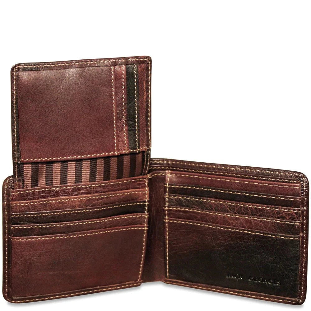 Jack Georges Voyager Bifold Wallet with ID Flap - Genuine Leather RFID Blocking Wallet for Men - Perfect for Travel, Business & Everyday Use