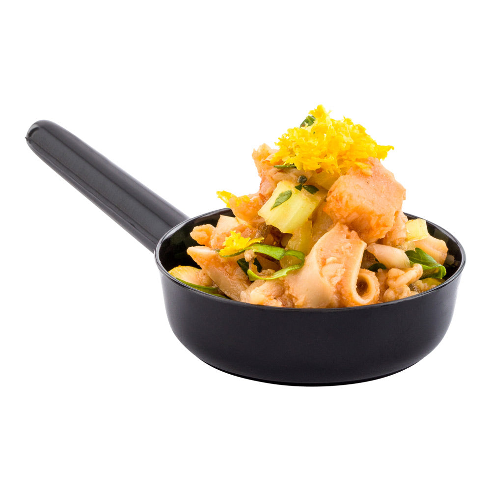 1 oz Round Black Plastic Mini Sauce Pan - 3.25