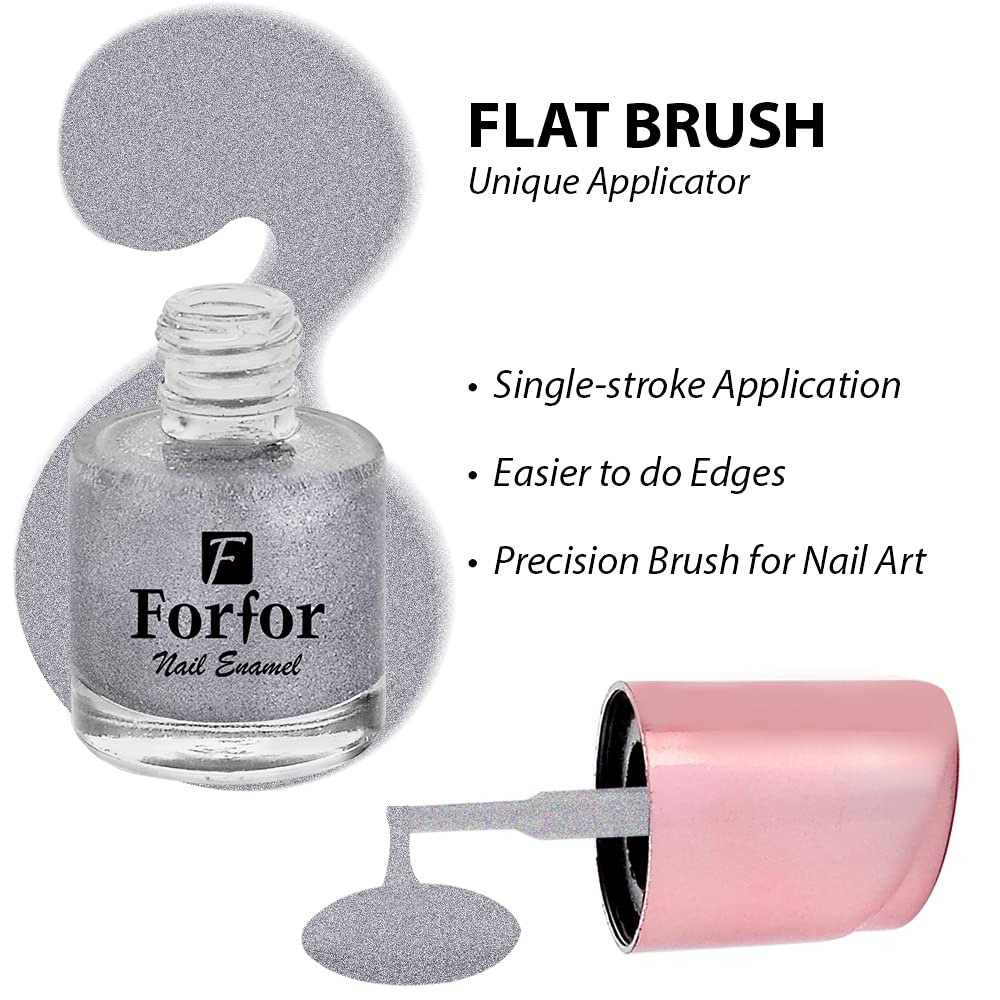 FORFOR® Perfect Stay Glitter Nail Polish - Long Lasting Silver Glitz Nail Polish for Women, Salon Quality Shine & Sparkle | Perfect for Parties, Weddings & Special Occasions