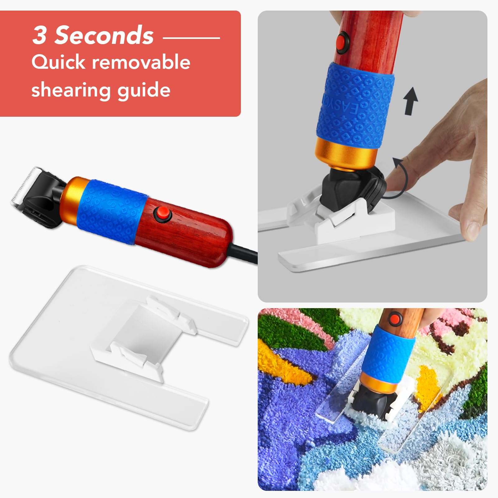 Premium Rug Tufting Gun & Carpet Trimmer Kit - 2-in-1 DIY Carpet Making Tool with Rug Shaver, Punch Needles & Fabric (Orange) - Perfect for Home Decor, Craft Projects & Custom Rug Creation