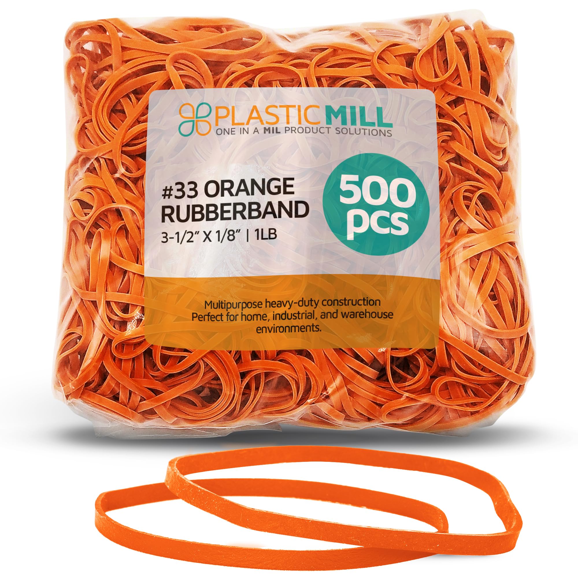 PlasticMill #33 Orange Rubber Bands 3.5