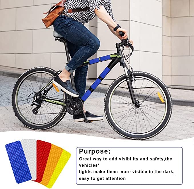 Taicols 40-Piece High Visibility Reflective Stickers - Waterproof Night Safety Warning Decals for Cars, Bikes & Bicycles | Enhanced Nighttime Road Safety for Cyclists, Runners & Emergency Vehicles