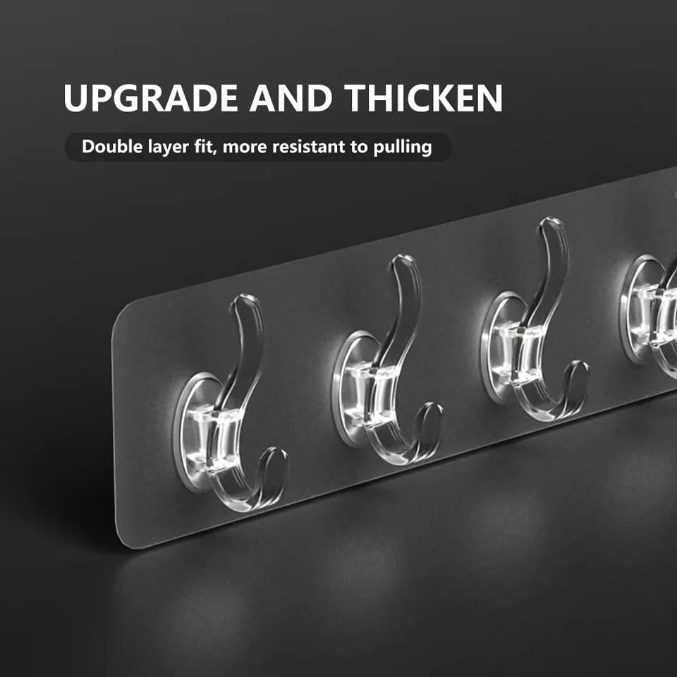 5Pcs Heavy Duty Self Adhesive Wall Hooks - No Drill Needed for Hanging Clothes, Towels, Bathroom Accessories & Napkin Holders | Waterproof, Clear & Reusable | Perfect for Home, Office & Dorm Organization