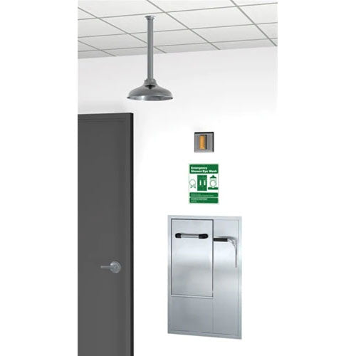 Guardian GBF2150 Recessed Emergency Drench Shower & Eye/Face Wash Station - ANSI Compliant Safety Equipment for Chemical Spills in Labs & Industrial Workplaces