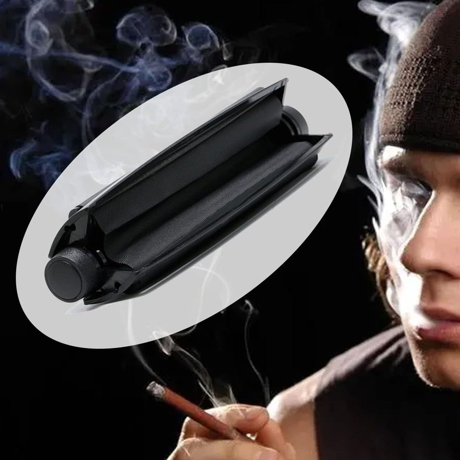 110mm Black Plastic Cigarette Rolling Machine - Cone Roller for Perfect Handmade Cigarettes | Ideal for Travel, Parties & DIY Tobacco Enthusiasts