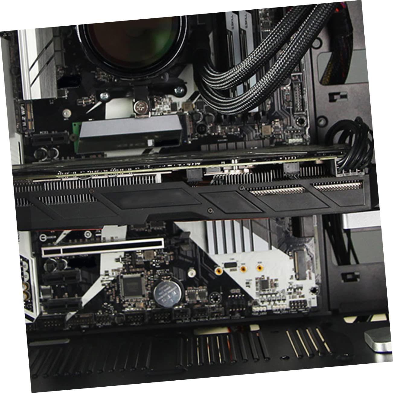 Mikikit 4pcs Black Aluminum-Magnesium Alloy Adjustable GPU Support Bracket - Graphics Card Holder Frame for PC Case Accessories | Perfect for Gaming Rigs & Workstation Builds