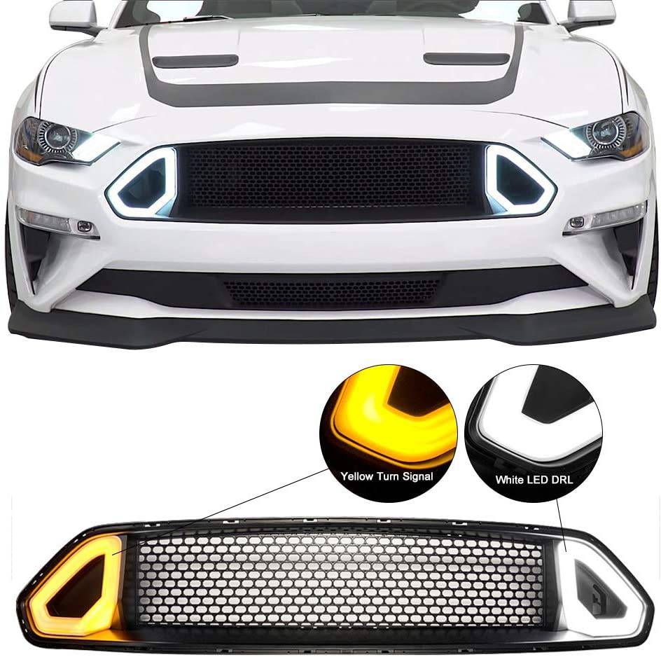 2018-2023 Ford Mustang R-Spec Style Front Grille Replacement - Upper Bumper Grille with Dual Color LED Lights | Perfect for Car Modifications & Performance Upgrades
