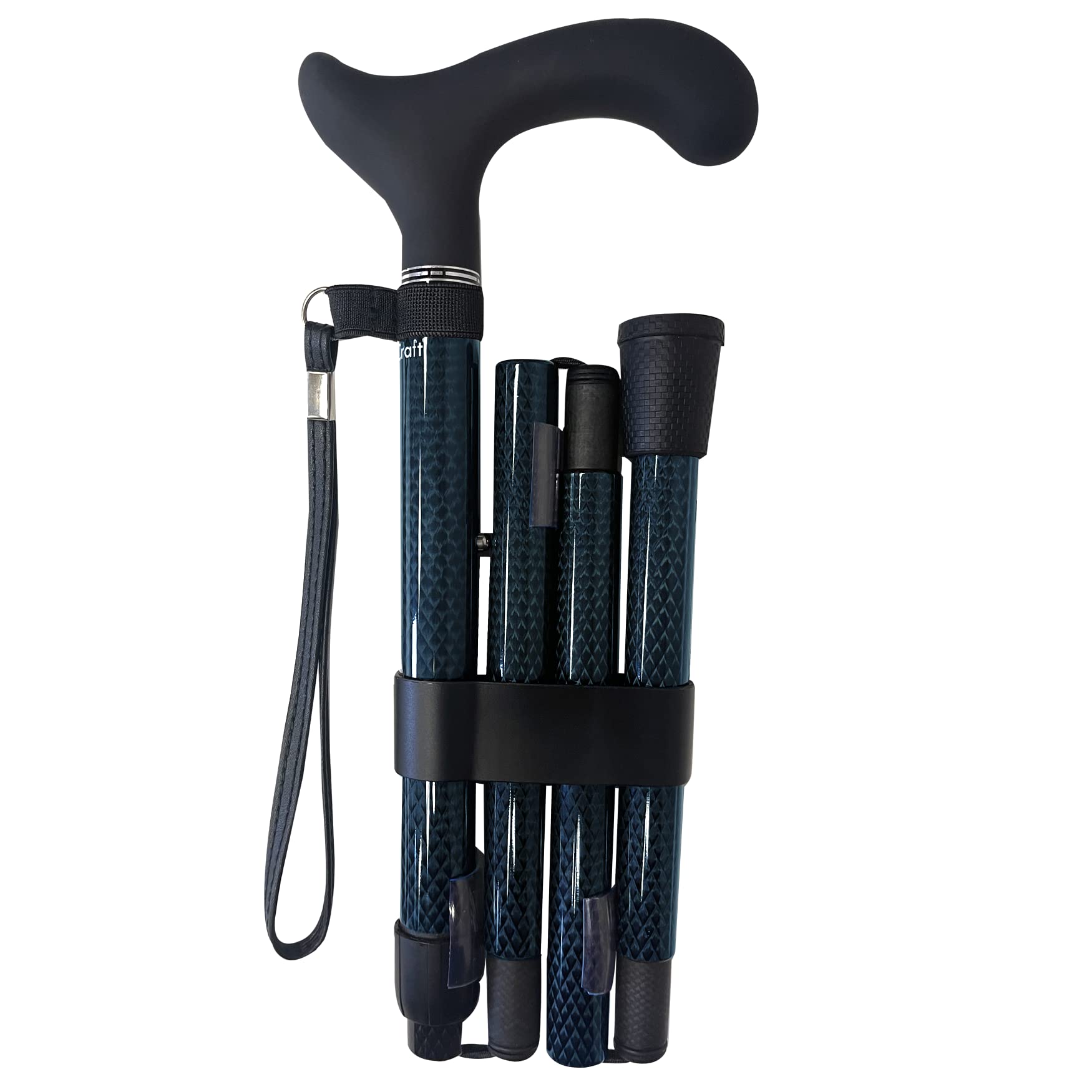 Carbon Fiber Folding Walking Cane for Men & Women - Adjustable Height Collapsible Cane - Ultra Lightweight Mobility Aid for Seniors, Travel & Hiking - Black