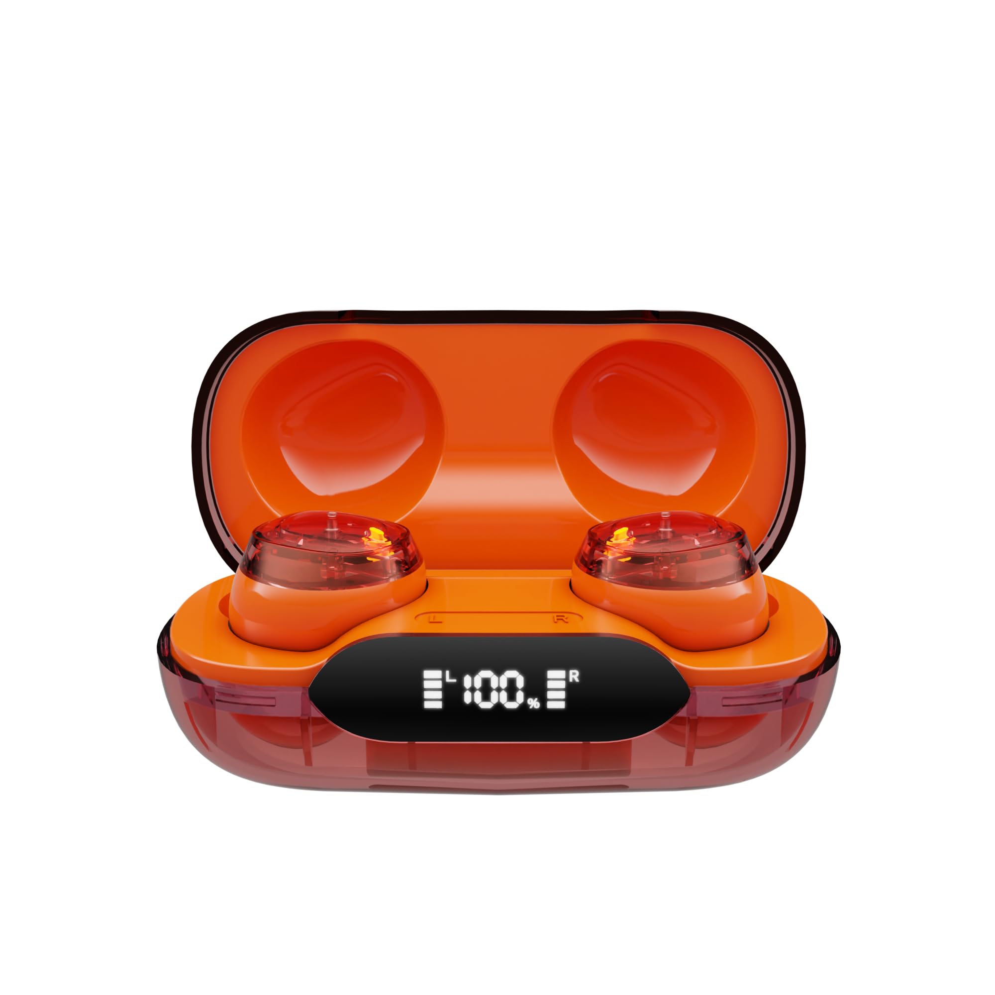 Wireless Earbuds Bluetooth 5.3 with Charging Case - IPX5 Waterproof, Lightweight Noise Cancelling Headphones with Built-in Mic for Sports & Workouts (Orange) - Perfect for Running, Gym & Commuting