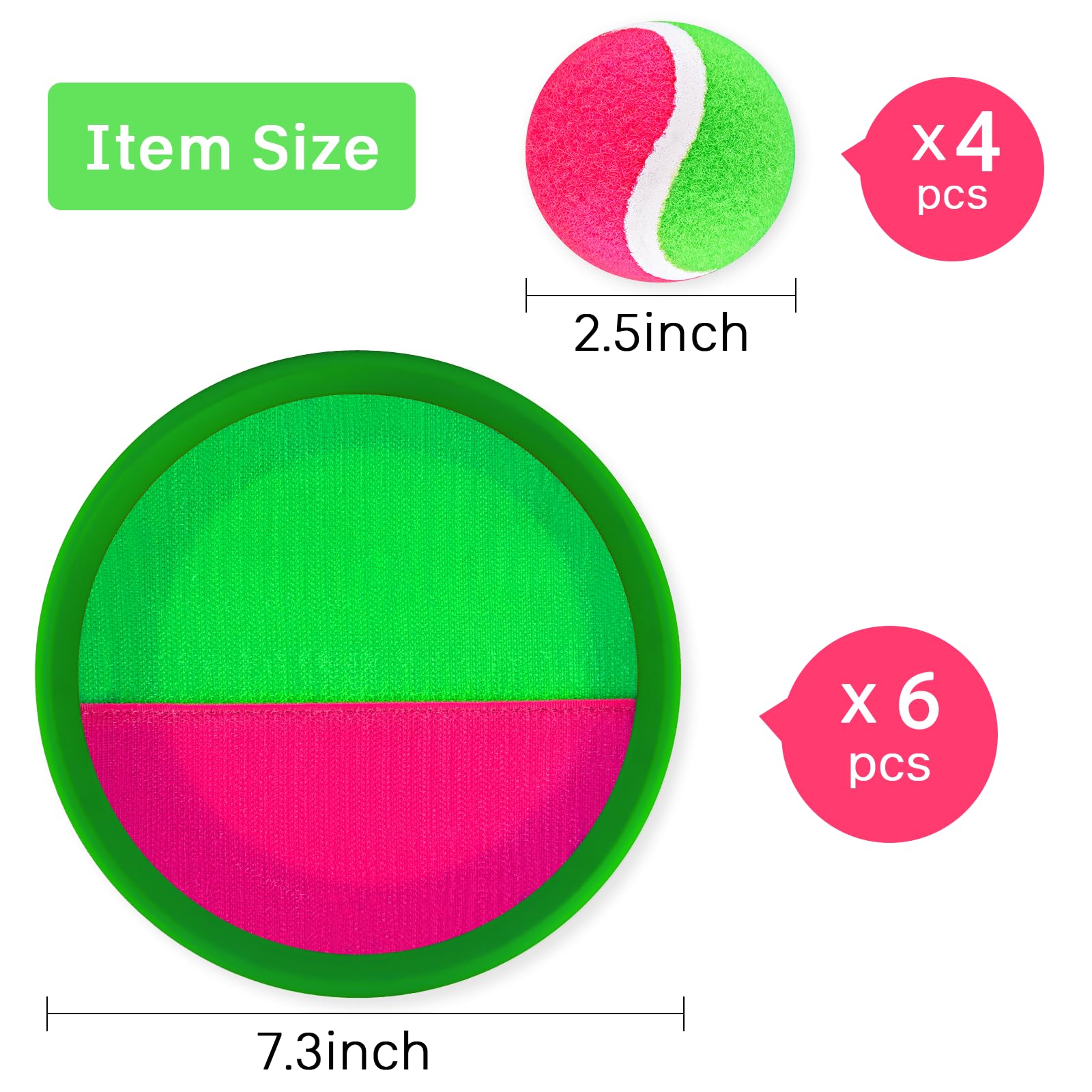 Morcheiong Toss and Catch Ball Game Set - 4/6 Paddles, 4 Balls & Storage Bag - Outdoor Beach Toys for Kids & Family Fun - Perfect for Backyard, Park, Beach and Picnic Activities