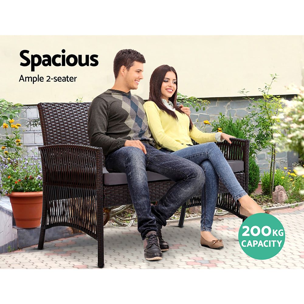 Gardeon 4-Piece Outdoor Patio Furniture Set - All-Weather Wicker Lounge & Dining Chairs with Table - Black Rattan Sofa Set for Garden, Poolside, Backyard & Balcony
