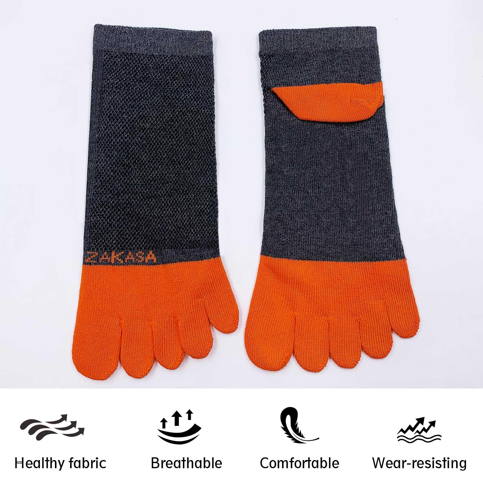 Breathable Five-Toe Socks for Men - Cotton Athletic Crew Socks (5 Pairs, Size 8-12) - No Show Running & Yoga Socks for Workout, Gym & Daily Comfort