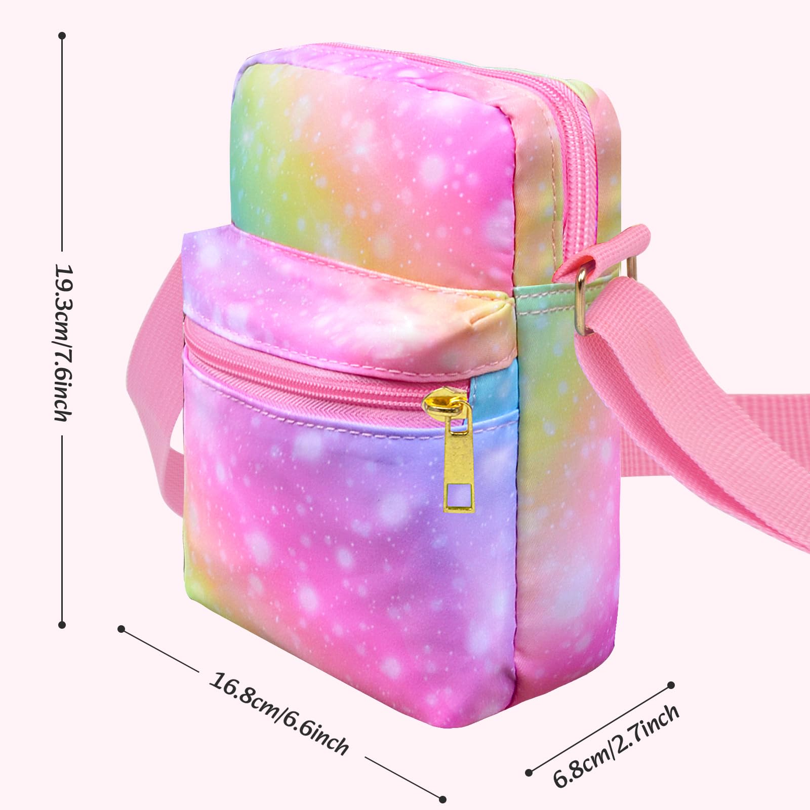 **Cute Rainbow Crossbody Purse for Girls Age 4-12 - Small Messenger Shoulder Bag for Kids, Perfect Christmas Gift for Little Girls - Ideal for School, Travel & Playdates**