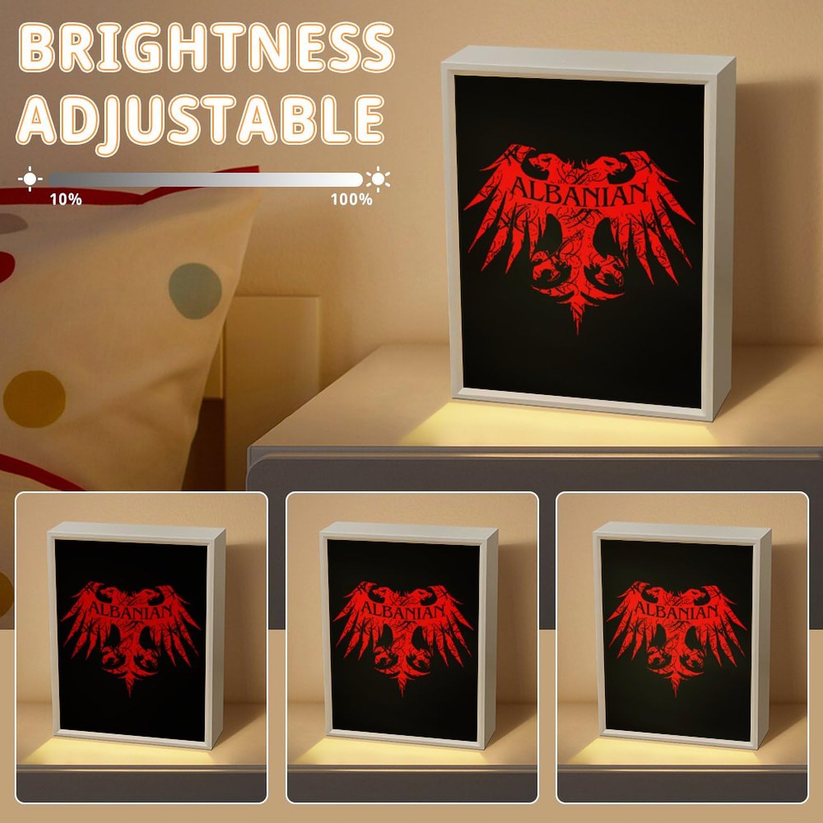 Albanian Eagle Mirror Night Light - Personalized LED Desk Lamp for Home & Office Decor | Perfect for Bedroom, Living Room, and Gift Giving