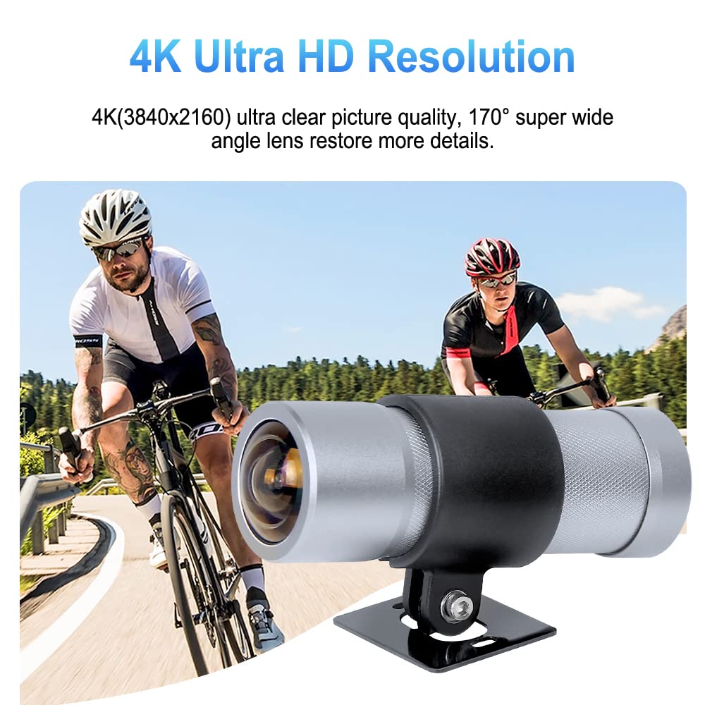 VSYSTO 170° Wide Angle 4K Bike Motorcycle Helmet Camera - WiFi Waterproof Action Camera with Night Vision, G-Sensor & Loop Recording - Perfect for Cycling, Motorcycling, Adventure Sports & Vlogging