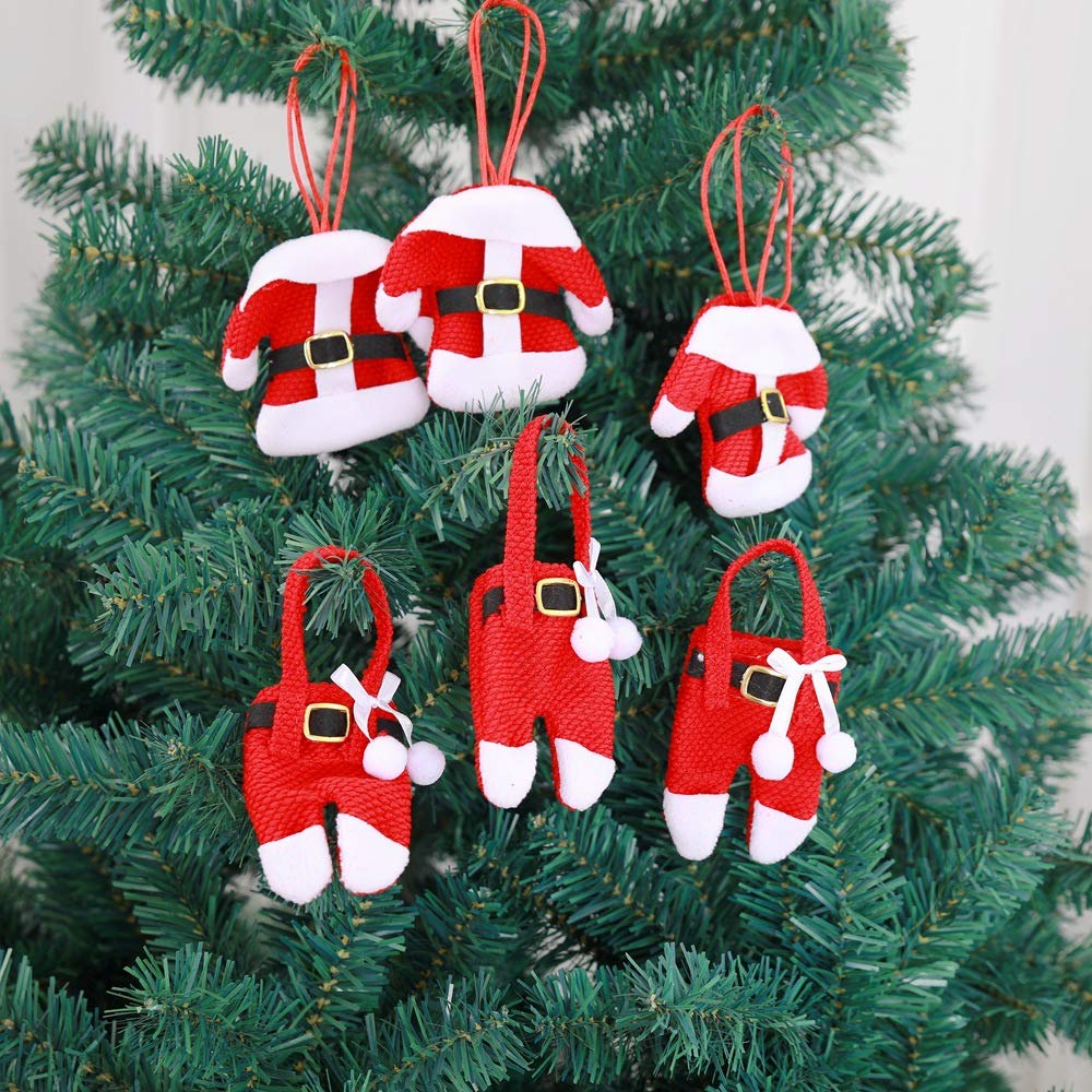 6-Piece Christmas Cutlery Set - Santa & Pants Shaped Silverware Holders for Knives, Forks, Spoons - Holiday Kitchen Organizer & Decorative Table Setting Accessories - Perfect for Christmas Parties, Gift Wrapping & Festive Dining Decor