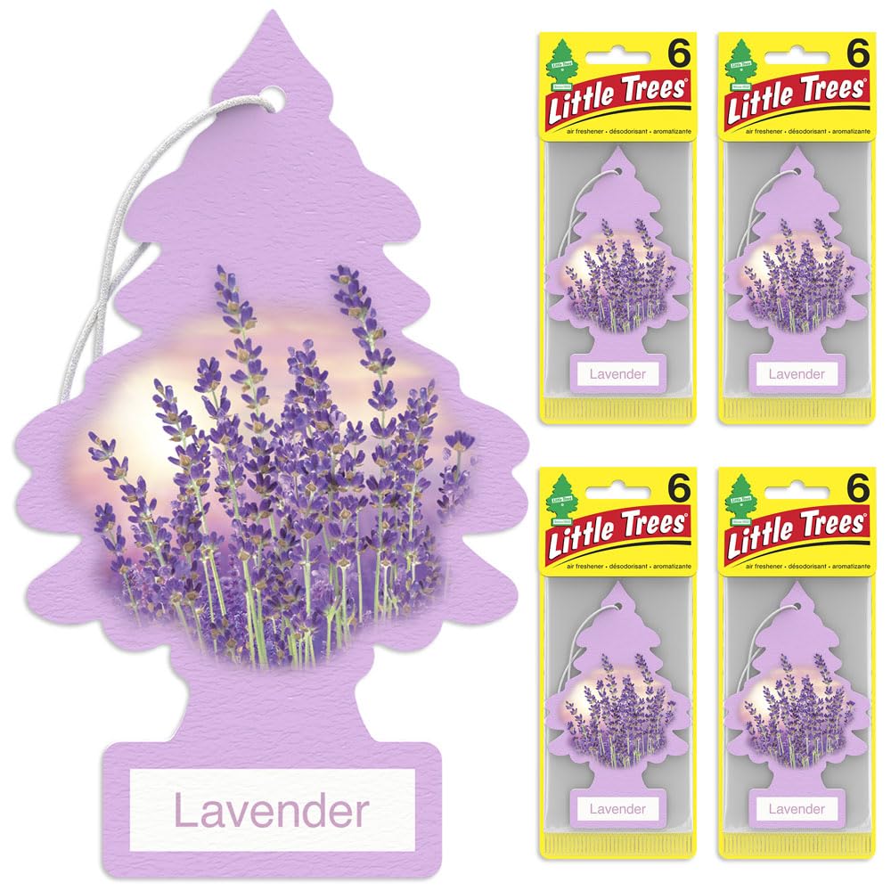 Little Trees Air Fresheners - 24 Pack Lavender Scented Car Air Fresheners | Long Lasting Fragrance for Auto, Home & Office | Hanging Tree Design for Fresh Air in Vehicles, Closets & Small Spaces