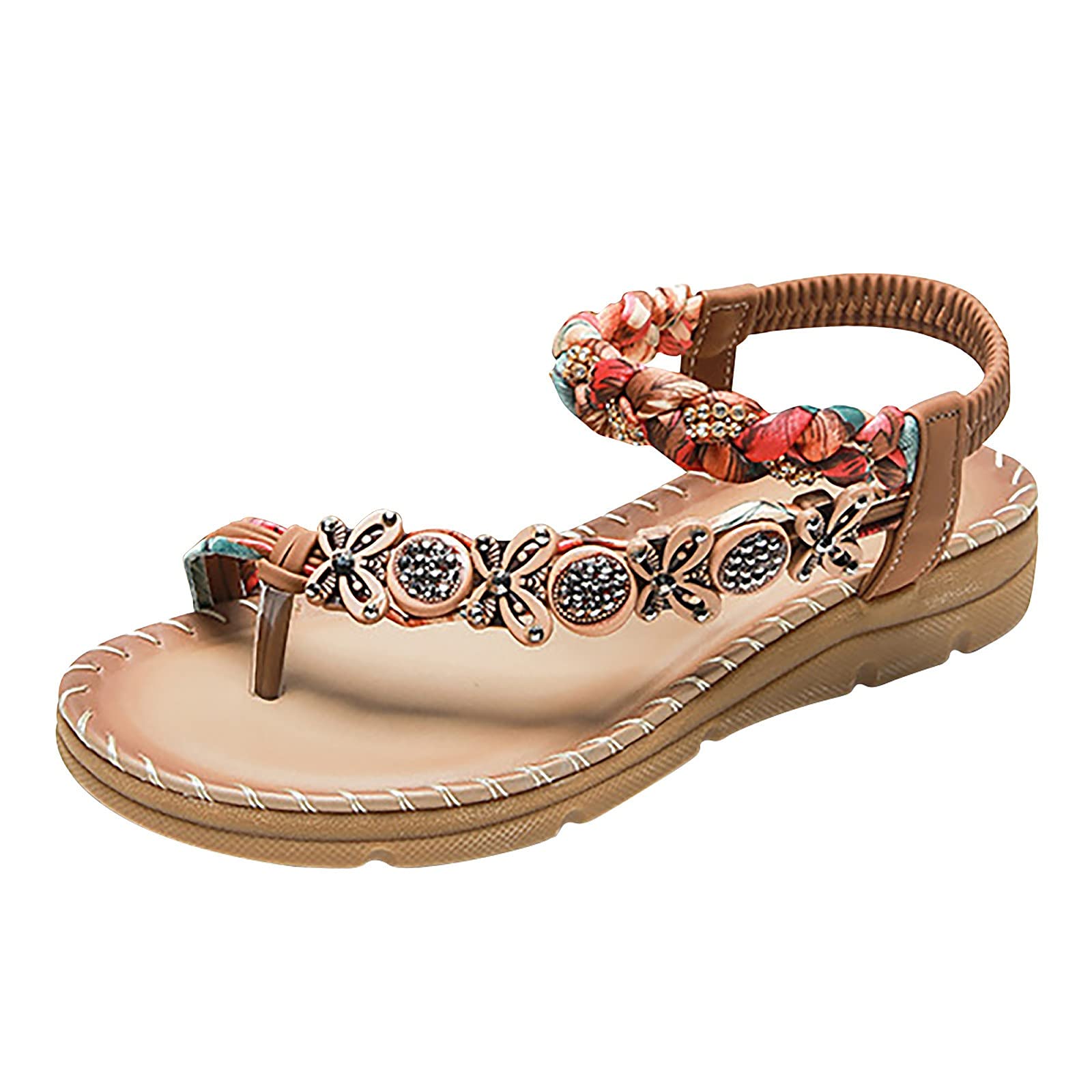 Women's Open Toe Flat Sandals - Braided Roman Style Summer Slippers for Beach, Vacation & Casual Wear