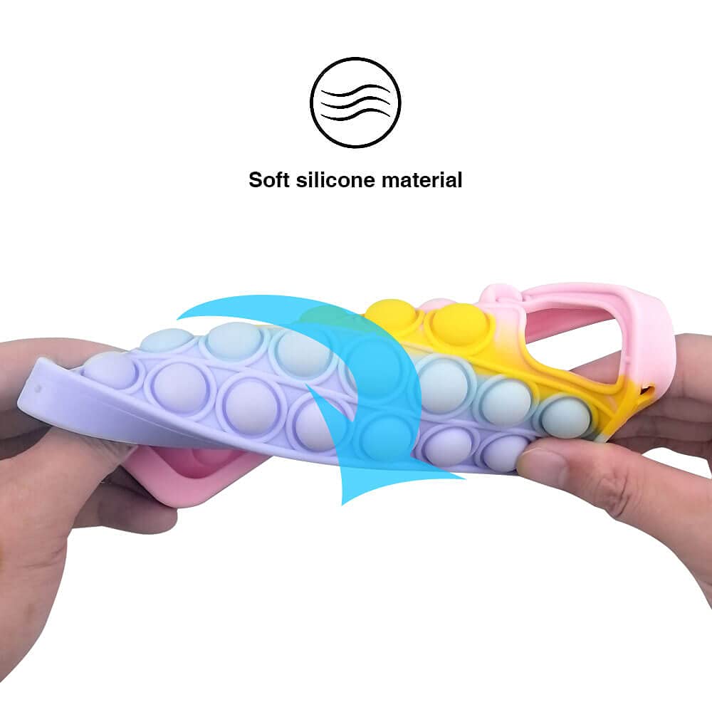 **Pop It Phone Case for iPhone 11 - Stress Reliever Push Pop Bubble Fidget Toy Cover, Cute Soft Silicone Protective Shell for iPhone 11 (6.1 Inch) - Rainbow | Fun & Anxiety Relief for Kids & Adults**