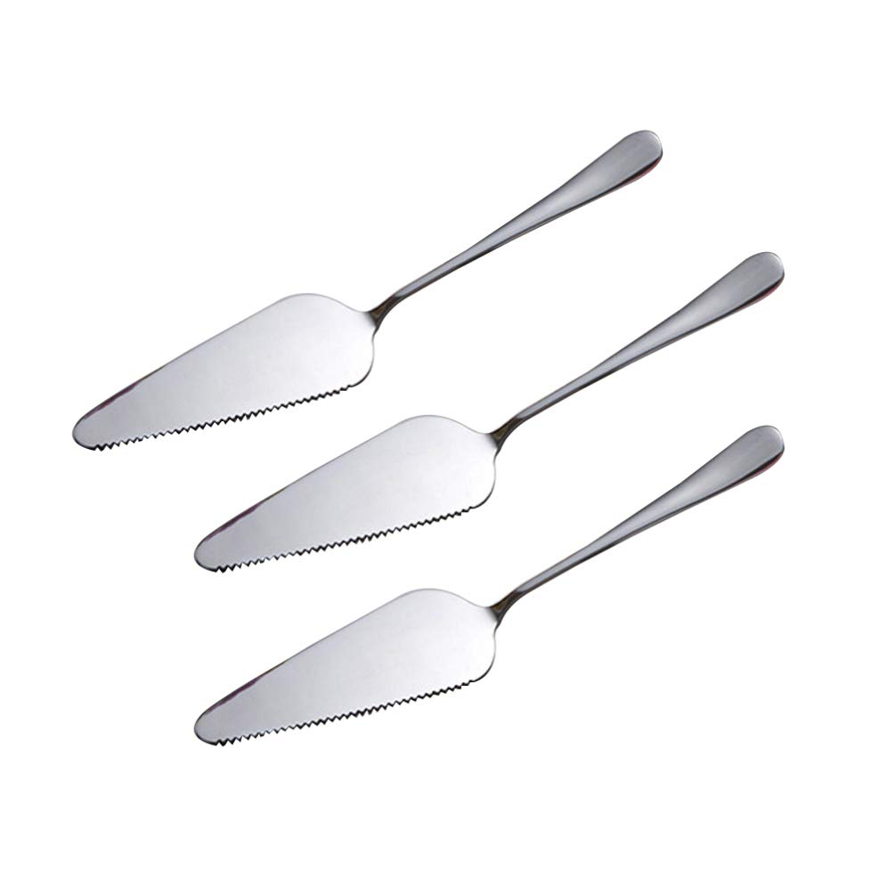 3-Piece Hemoton Wedding Cake Knife & Server Set - Silver Stainless Steel Cake Spatula with Serrated Edge for Wedding, Birthday, Party & Dessert Serving | Includes Pie Server & Cake Holder for Easy Transfer