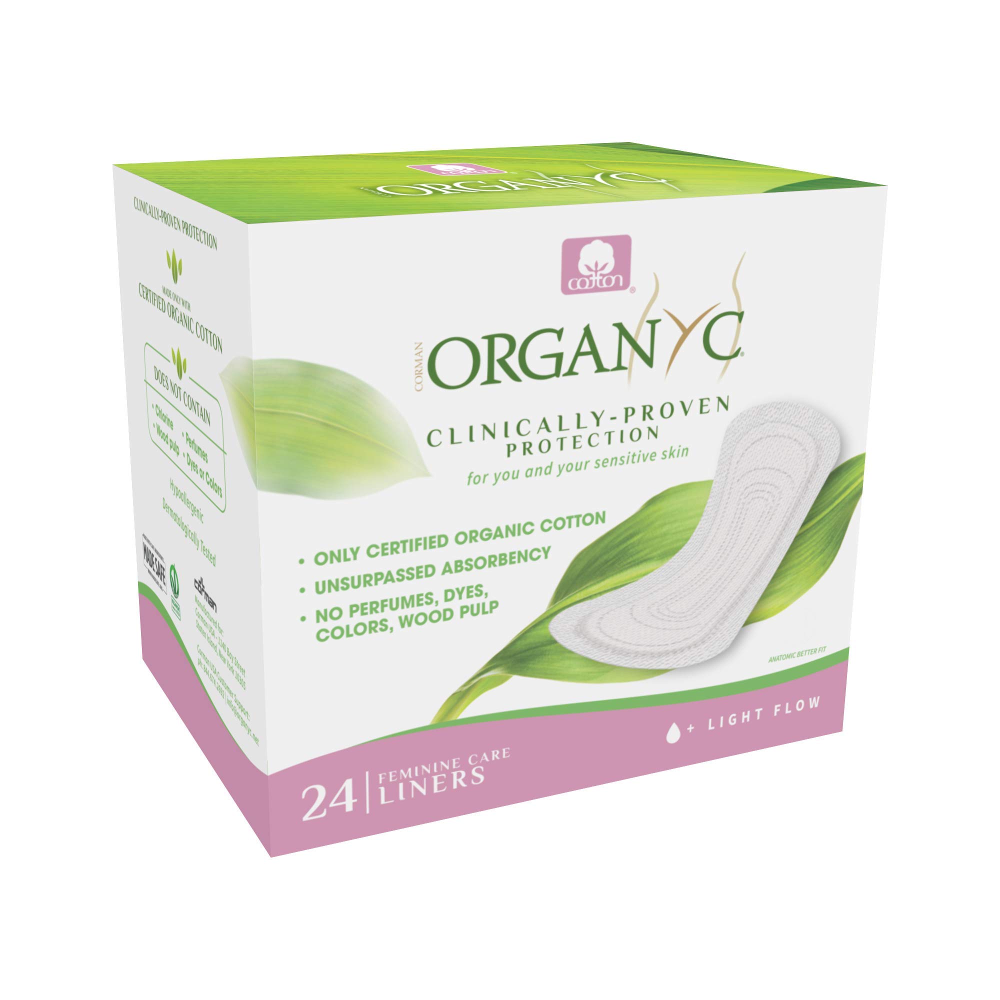 ORGANYC Hypoallergenic 100% Organic Cotton Panty Liners - 48 Count (2 Pack of 24) | Ultra Thin & Breathable for Daily Protection | Perfect for Sensitive Skin & Eco-Friendly Lifestyle