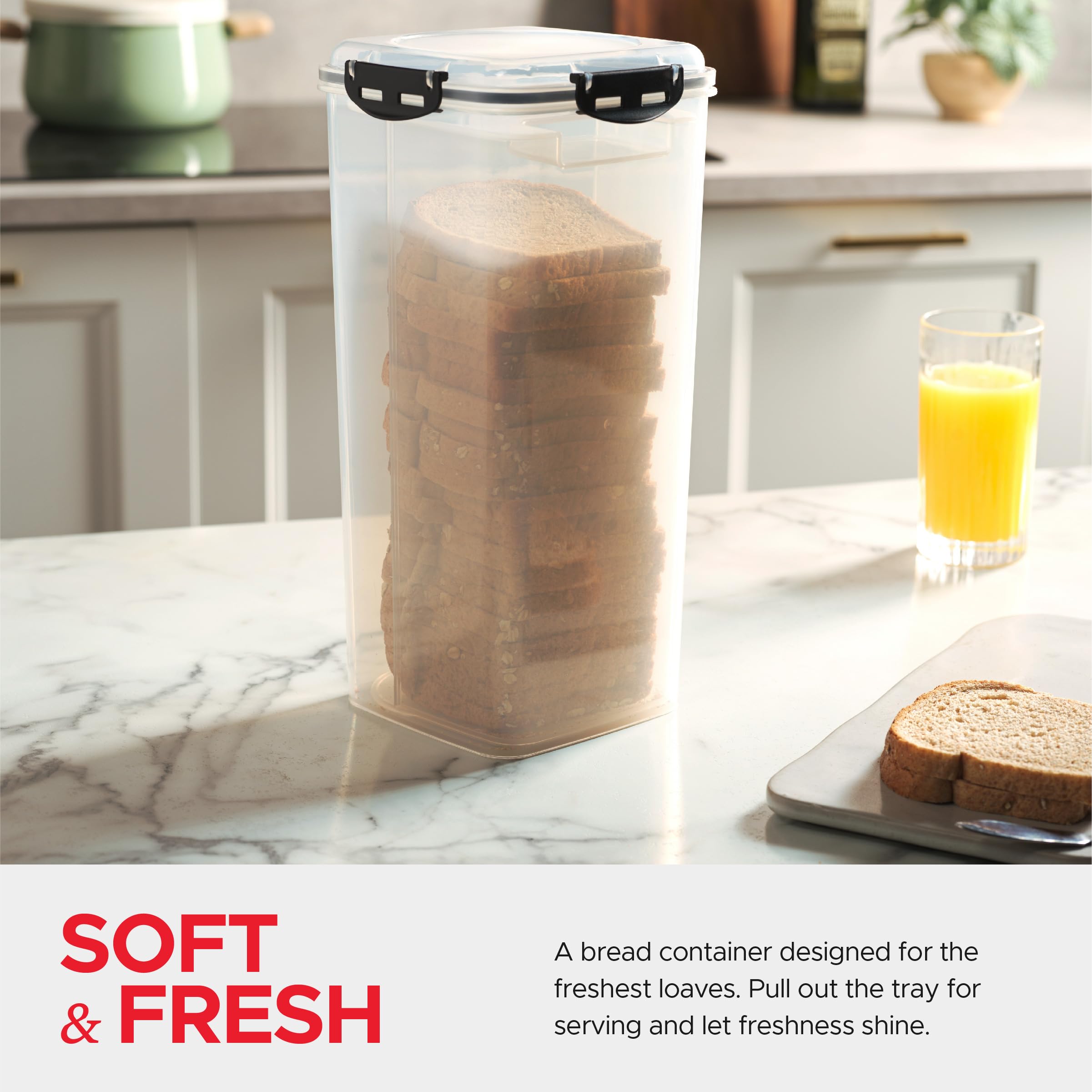 Tafura 2-Pack BPA-Free Plastic Bread Storage Container with Tray - Airtight Bread Box for Homemade Loaves, Baked Goods | Perfect for Kitchen Countertop, Pantry Organization & Freshness Preservation