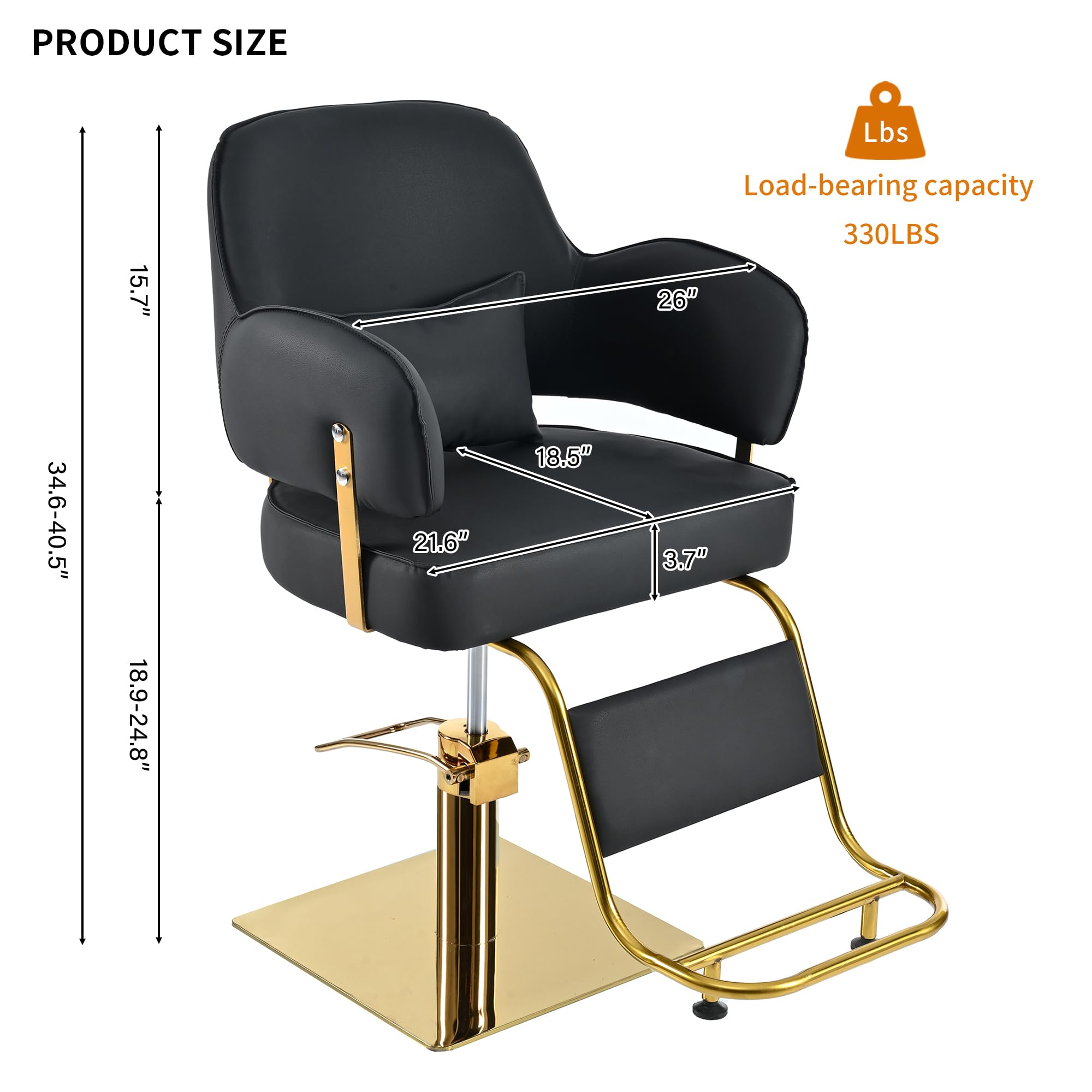 Professional 360 Degree Rotating Reclining Barber Chair with Heavy Duty Hydraulic Pump - Adjustable Salon Chair for Hair Stylists, Tattoo Artists & Cosmetologists - Perfect for Barber Shops, Salons, Spas & Tattoo Studios