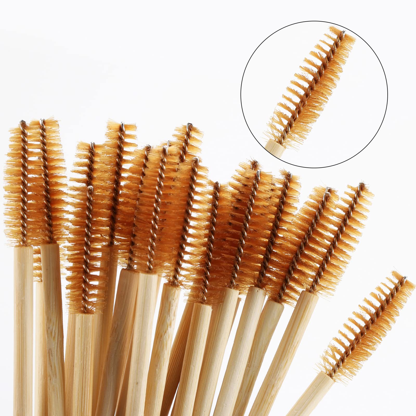 100 Pcs Disposable Bamboo Mascara Wands - Eyelash Extension Spoolie Brushes for Professional Makeup Kits, Eyebrow & Lash Applicator (Brown) - Perfect for Salon, Home Use & Travel Makeup Essentials