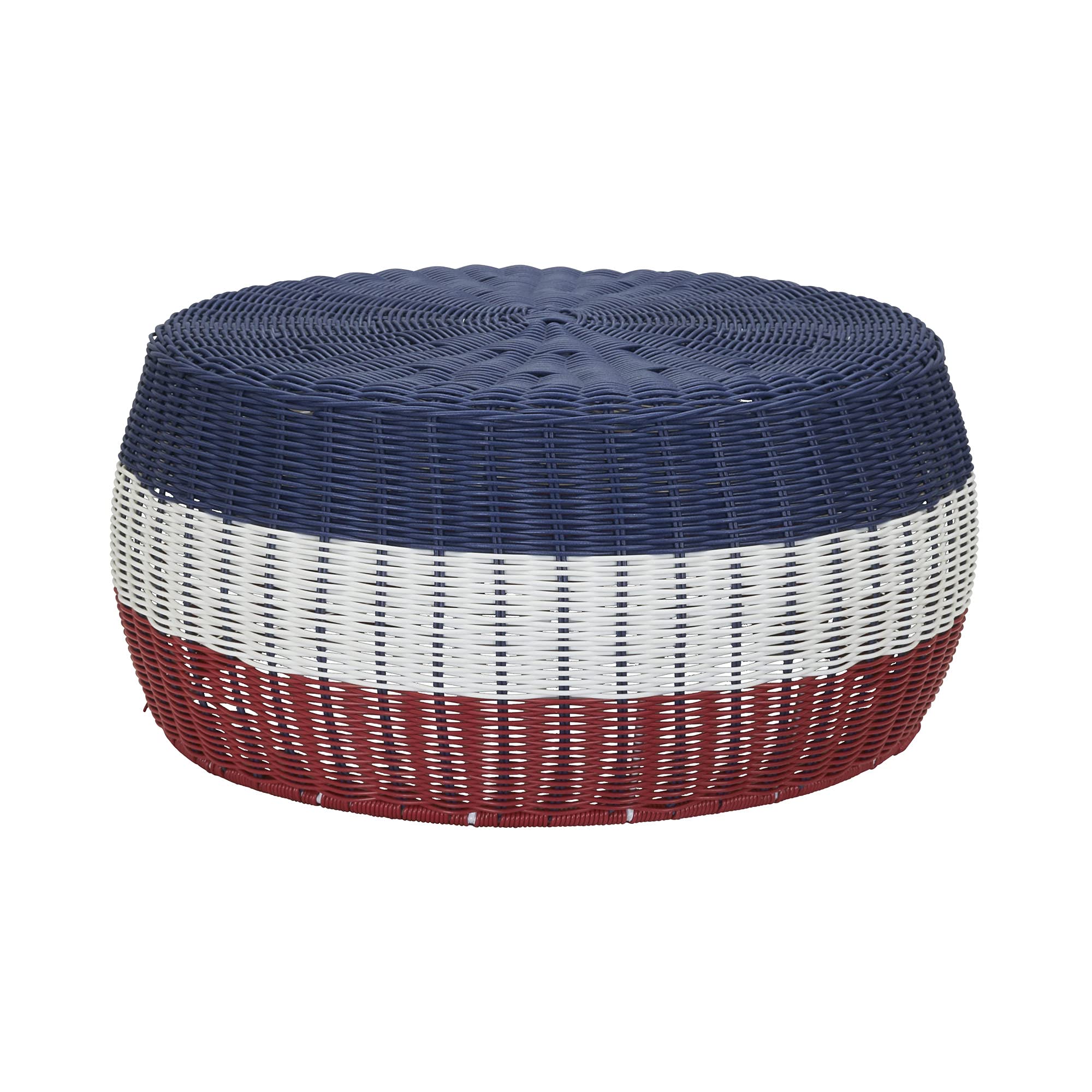 Handwoven Resin Ottoman Table - Blue, White & Red Storage Bench for Living Room, Bedroom & Entryway | Durable & Stylish Home Decor Furniture