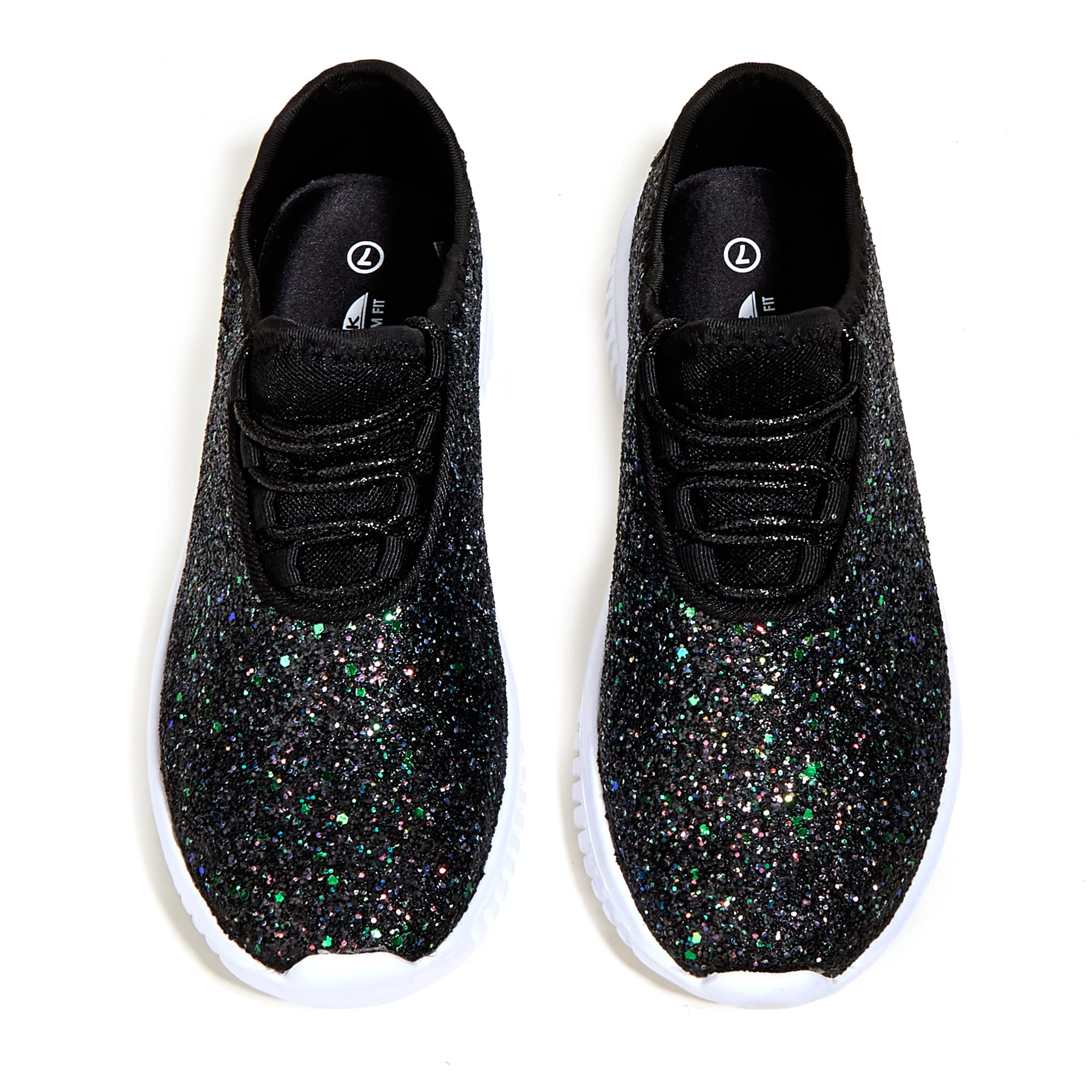 K KIP WOK Women's Fashion Glitter Slip-On Sneakers - Lightweight Running, Tennis & Walking Shoes for Casual Wear, Gym & Daily Activities