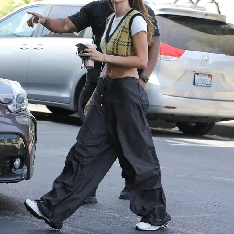 Women's Baggy Cargo Pants - Low Waist Loose Wide Leg Joggers with Drawstrings | Streetwear Sweatpants for Casual Wear, Hip Hop Fashion & Outdoor Activities