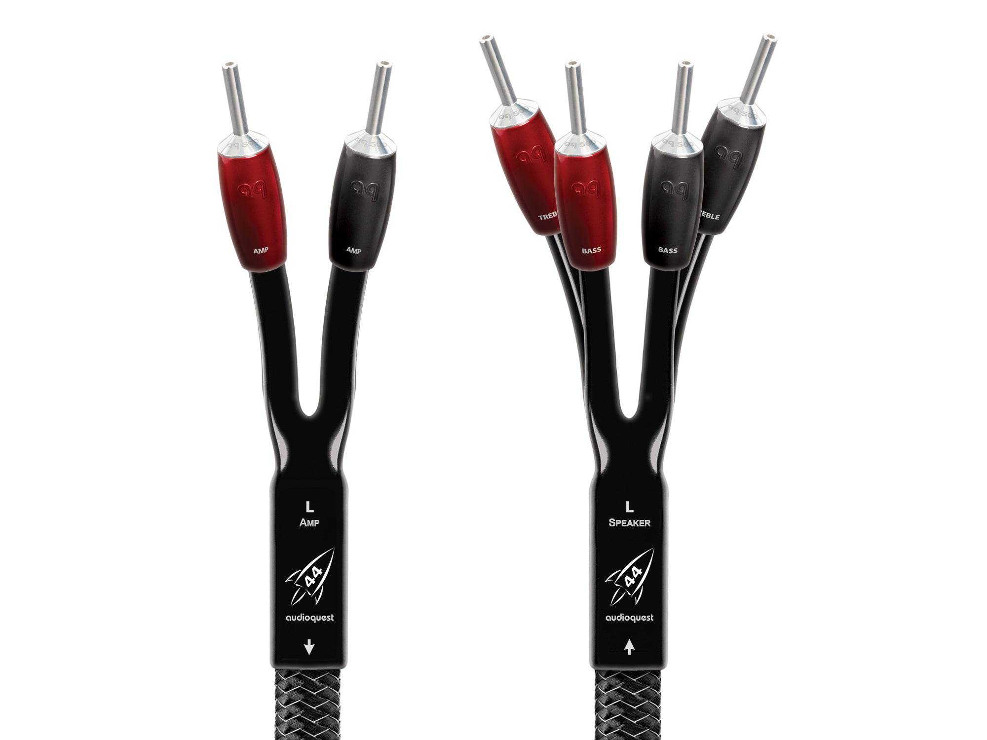 Audioquest Rocket 44 SBW Speaker Cable - 2 Amp & 4 Speaker Banana Plugs (Pair) - High-Performance Audio Cable for Home Theater & Hi-Fi Systems