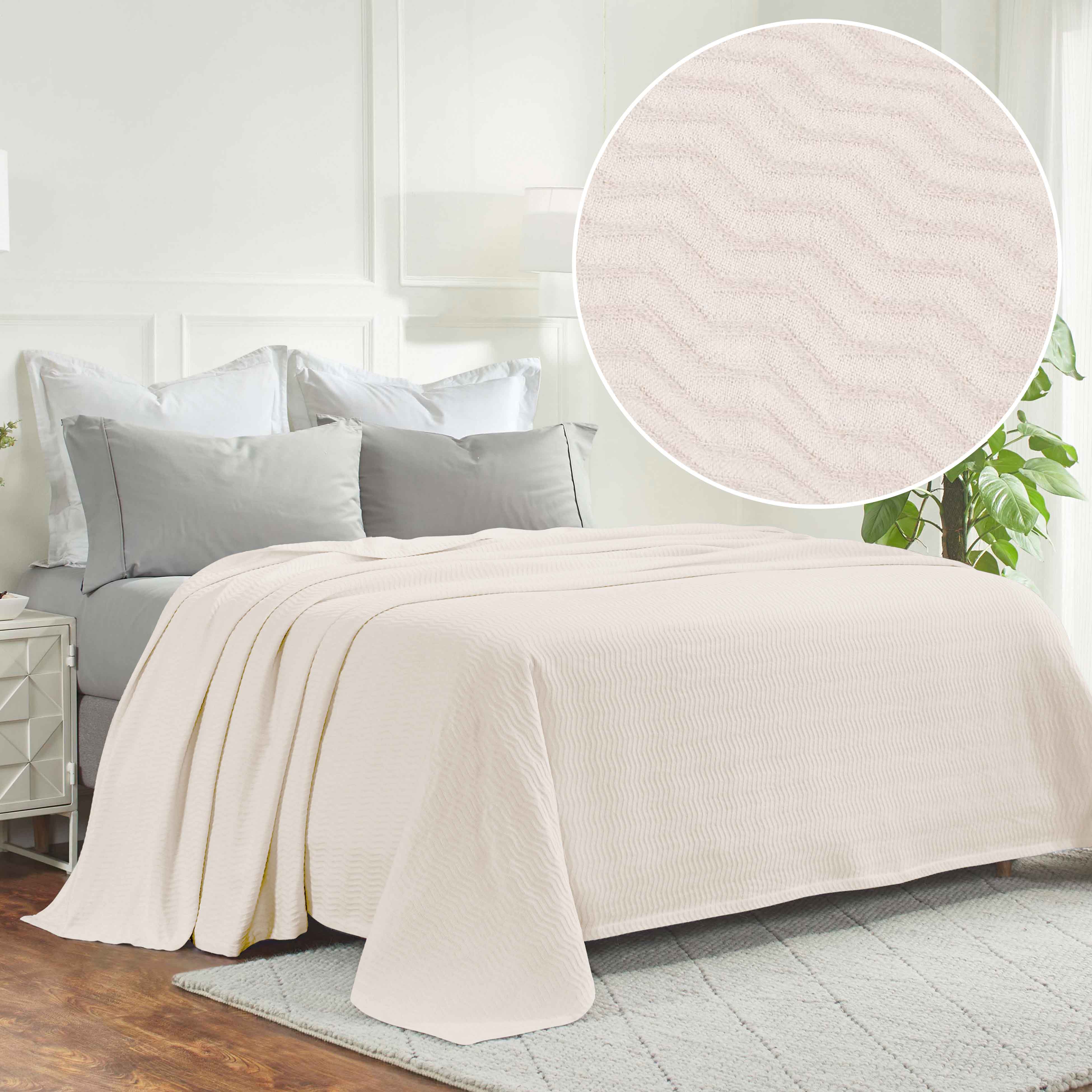 Jena Cotton Textured Chevron Lightweight Woven Blanket - Soft & Breathable Throw for Sofa, Bed & Outdoor Use - Cozy Home Decor & Picnic Essential