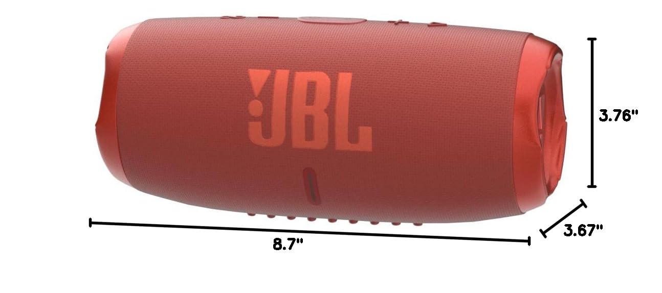 JBL Charge 5 Portable Bluetooth Speaker - IP67 Waterproof Wireless Speaker with USB Charge Out, 20H Playtime & Premium Hardshell Travel Case (Red) - Perfect for Beach, Pool, Camping & Outdoor Adventures