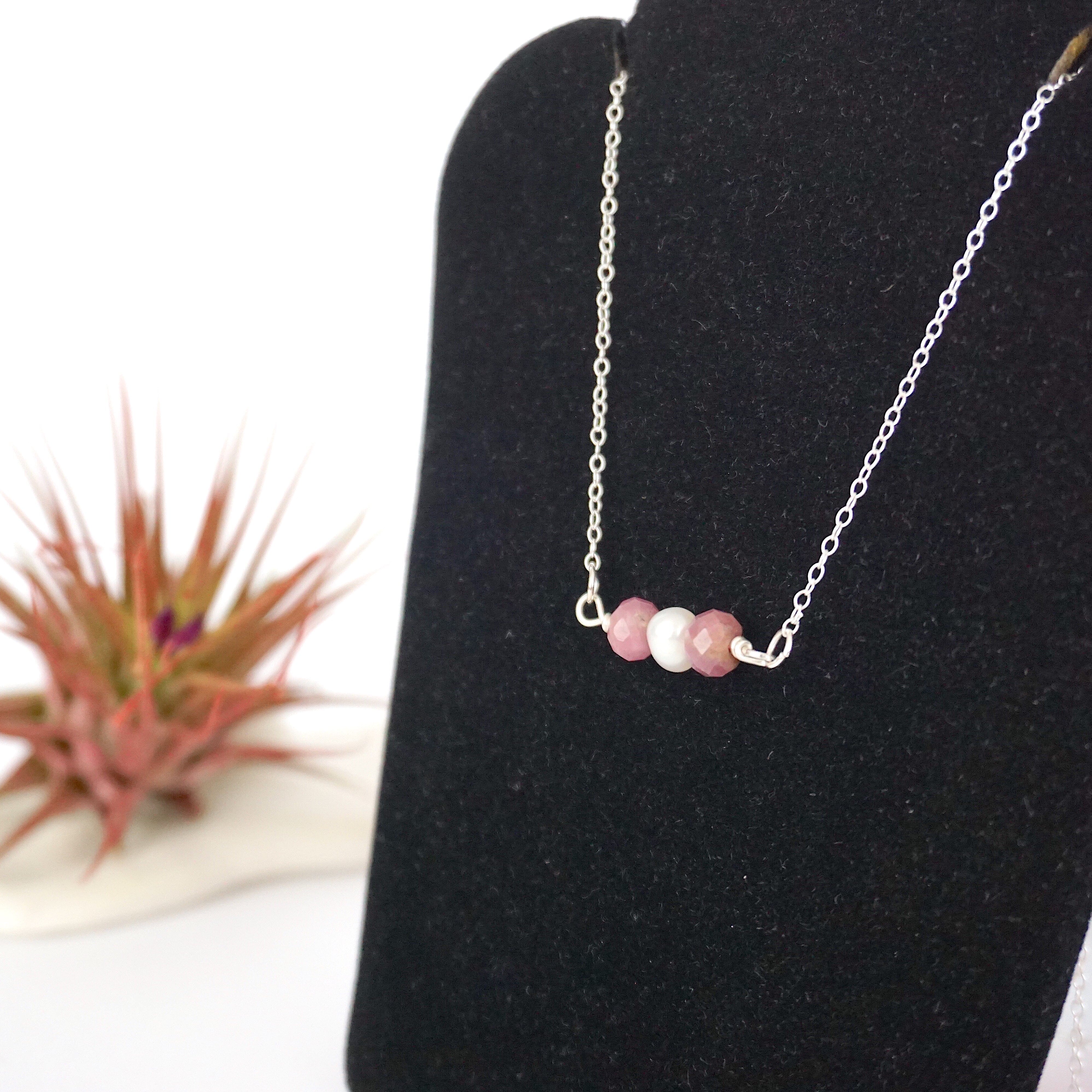 Elegant Ruby & Pearl Charm Necklace for Women - Perfect for Weddings, Parties & Special Occasions